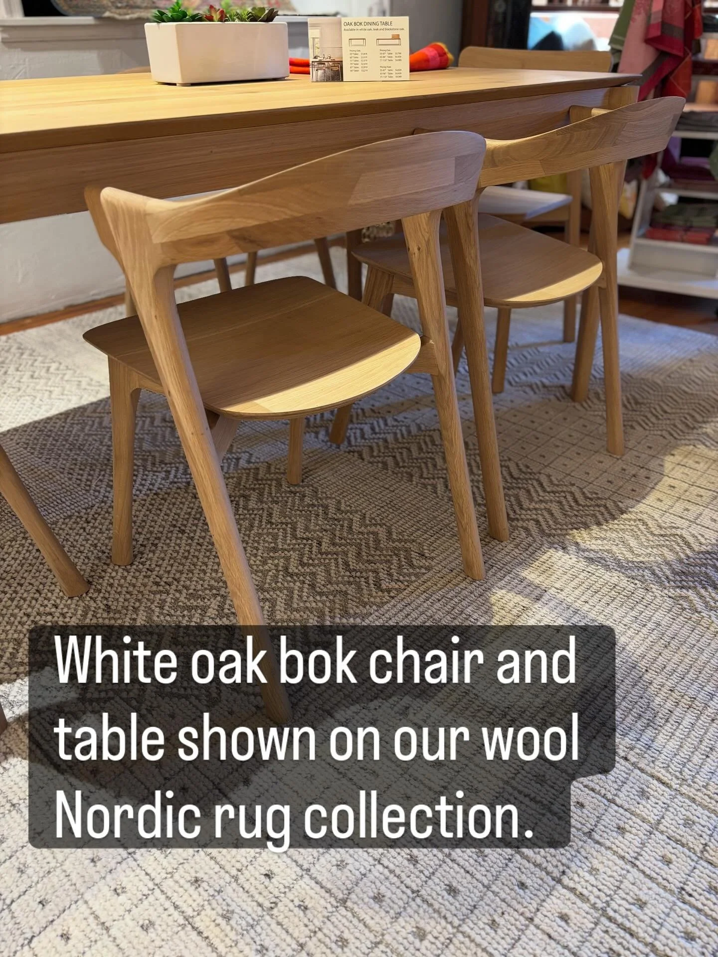 The bok table comes in multiple sizes. Available in 3 expanding options, squares and rectangles. The wool Nordic collection is is available in custom sizes and as always is PFAS free. Please visit us in our State College showroom.⁠ ⁠ ⁠

#shoplocal⁠ #
