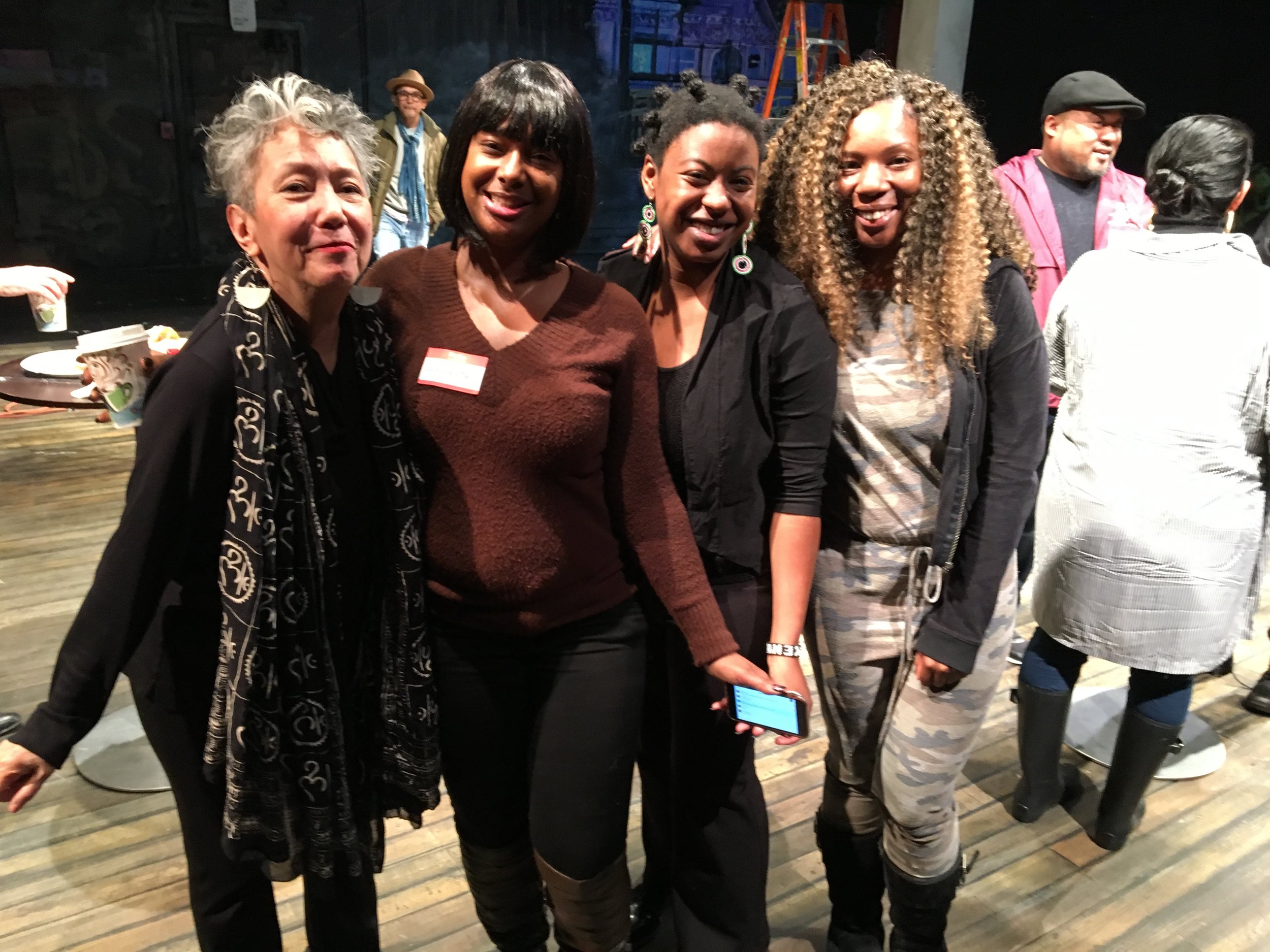  Jessica Hagedorn with Laney College students at the rehearsal of "The Gangster of Love," which will premiere at the Magic Theater in April. Photograph by Ishmael Reed.