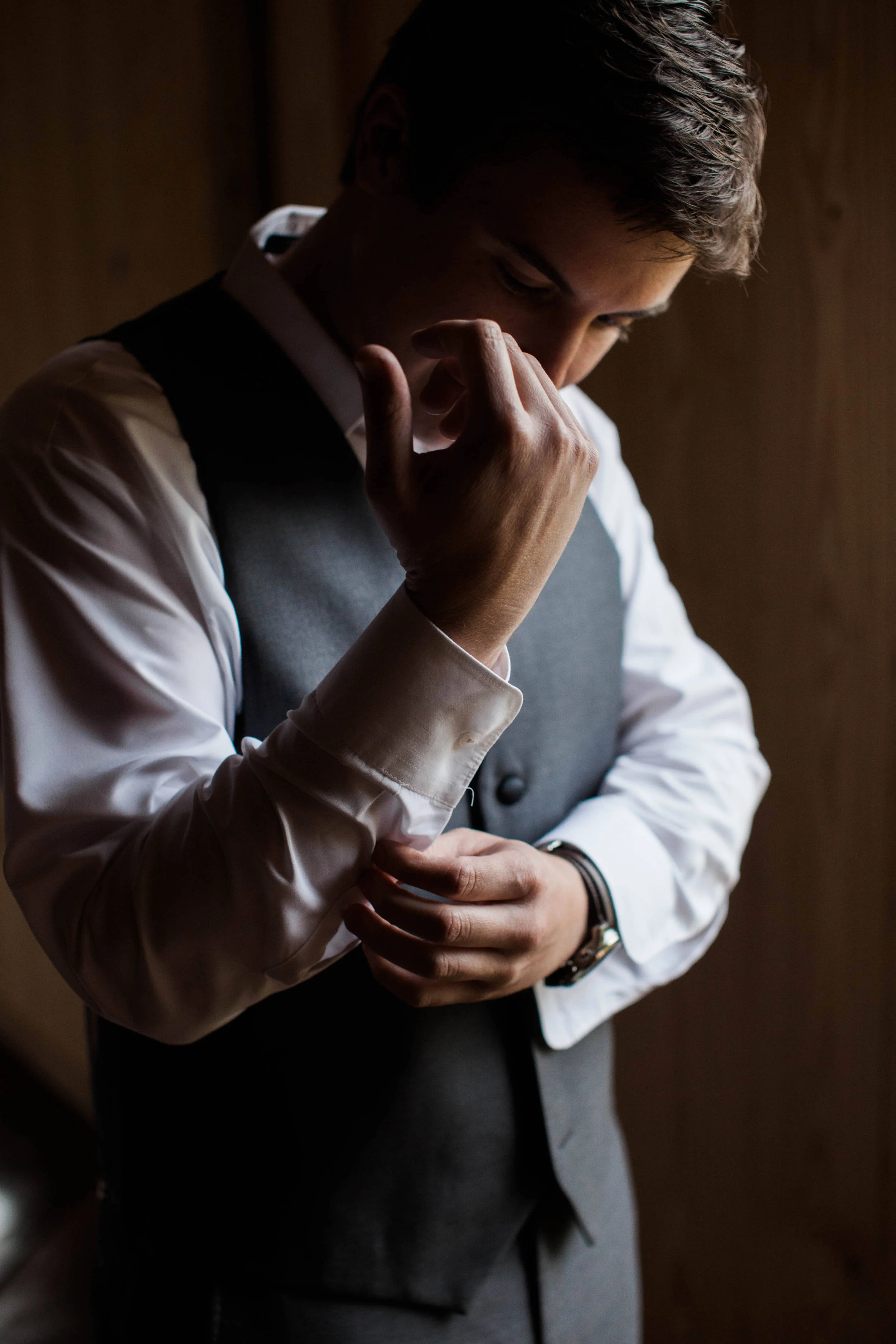 Groom getting ready