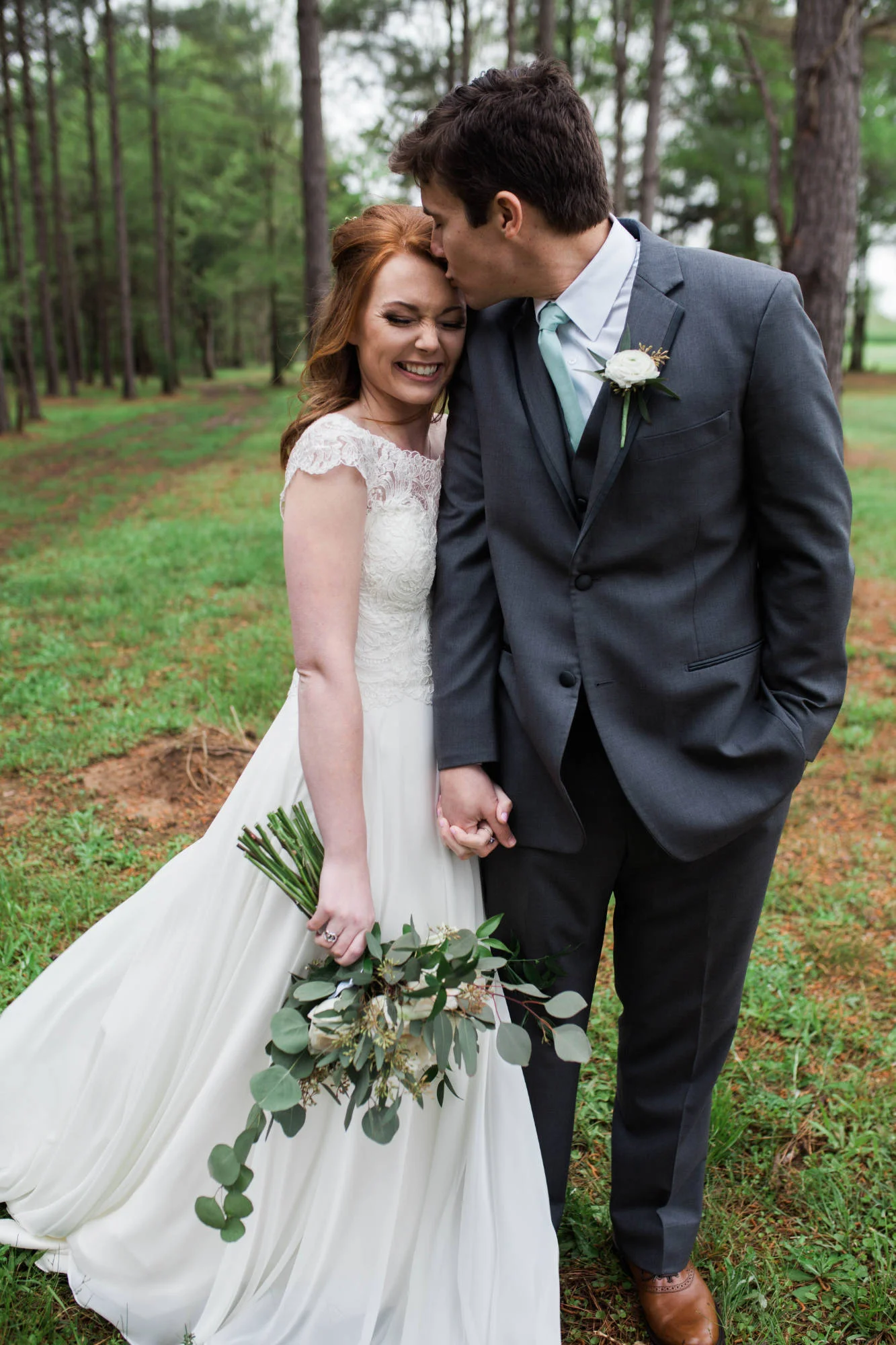 excited Redhead bride on Wedding day