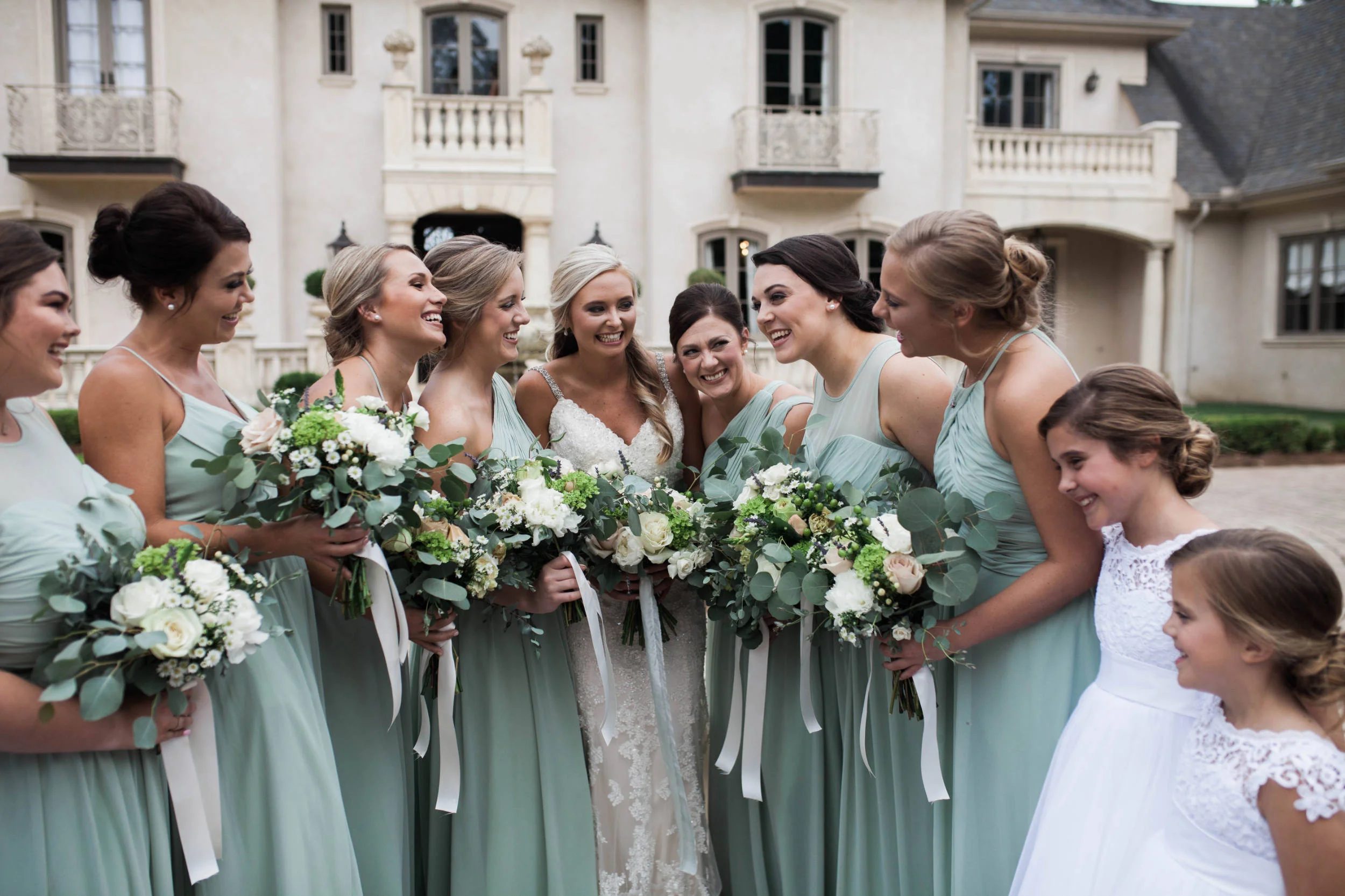 Bridal party giggles