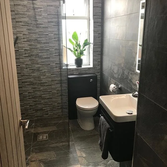 A recent bathroom ripped out and brought up to date with contemporary tiles and a wet room shower. 
Contact for a free quote.
Hello@mjcprojects.com

#bathroomgoals #bathroomremodel 
#wetroom