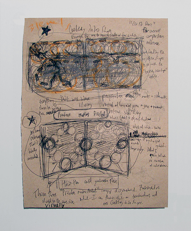  Study for Getting in Shape (Pen), 2011 pen and marker on paper,  11 x 8.5” 
