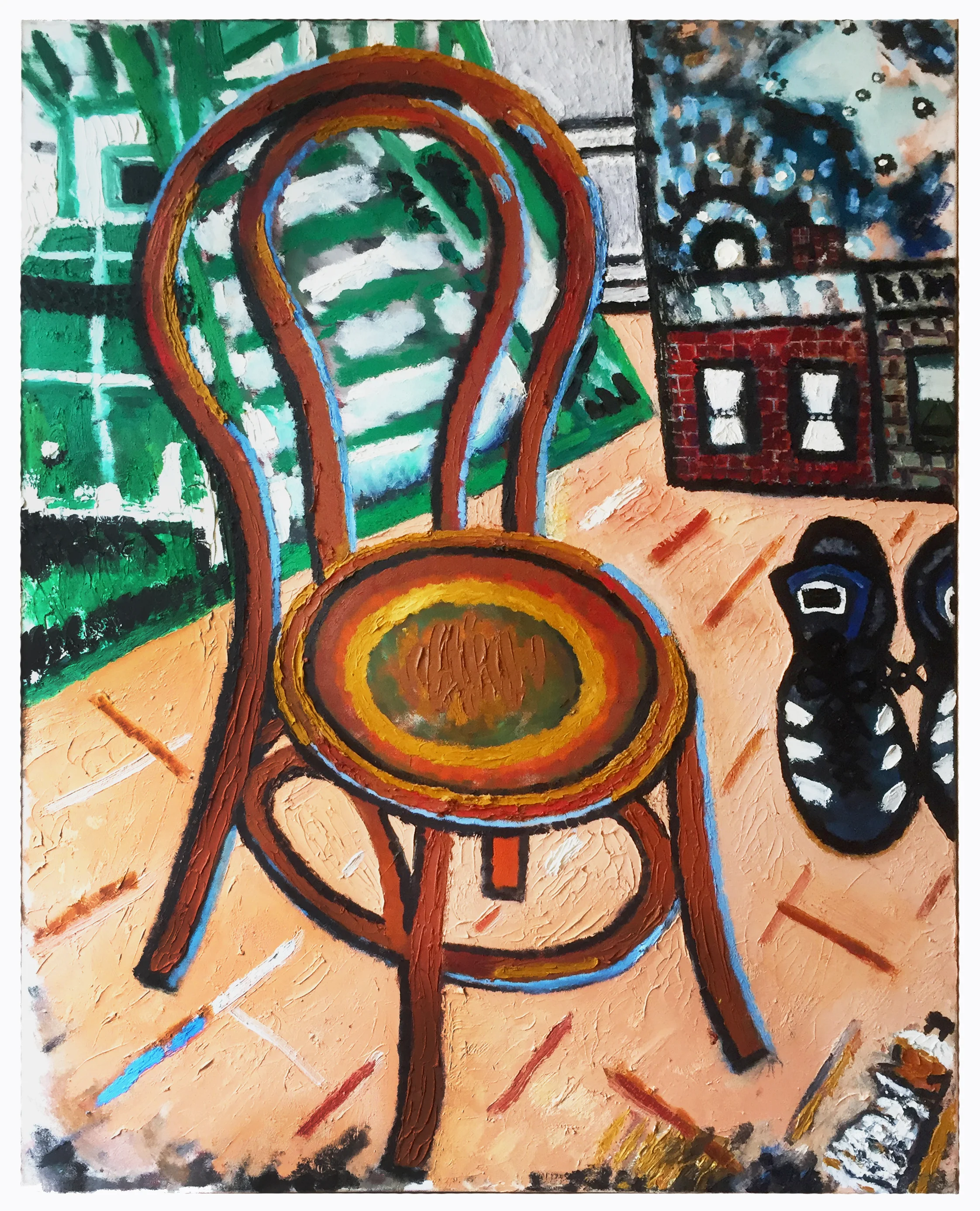 The Metropolitan Chair… Life and Death… You and Me and the Moon , 2017 oil on canvas, 36 x 29”