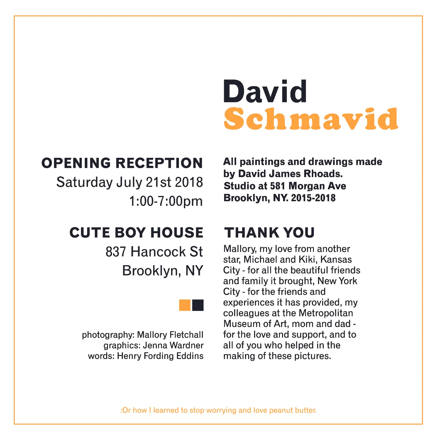   David Schmavid  Posctard, 2018 Graphic Design Courtesy of Jenna Wardner 