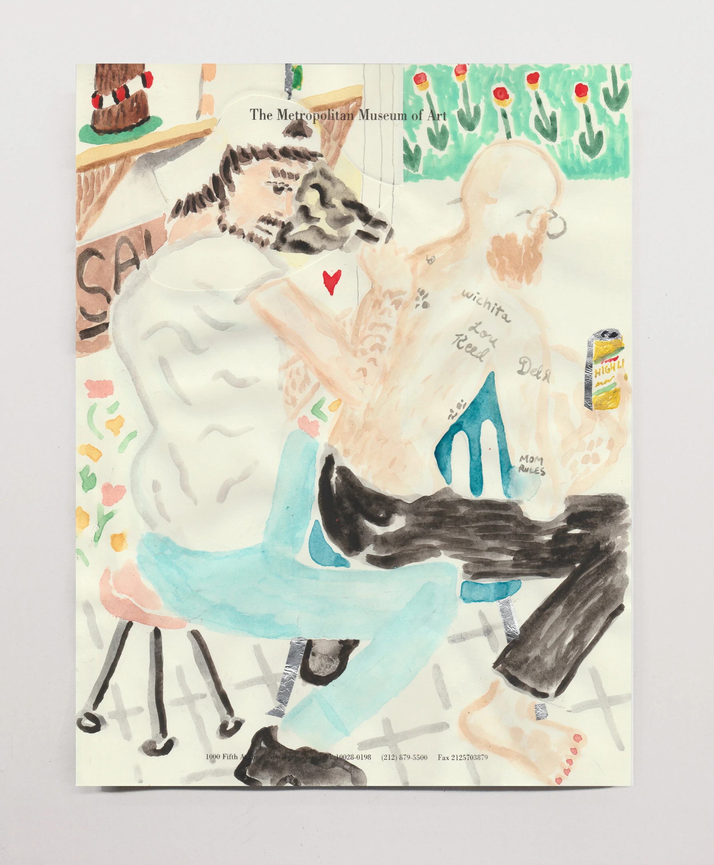   Tattoo II  , 2020 watercolor and foil on paper, 11 x 8.5” 