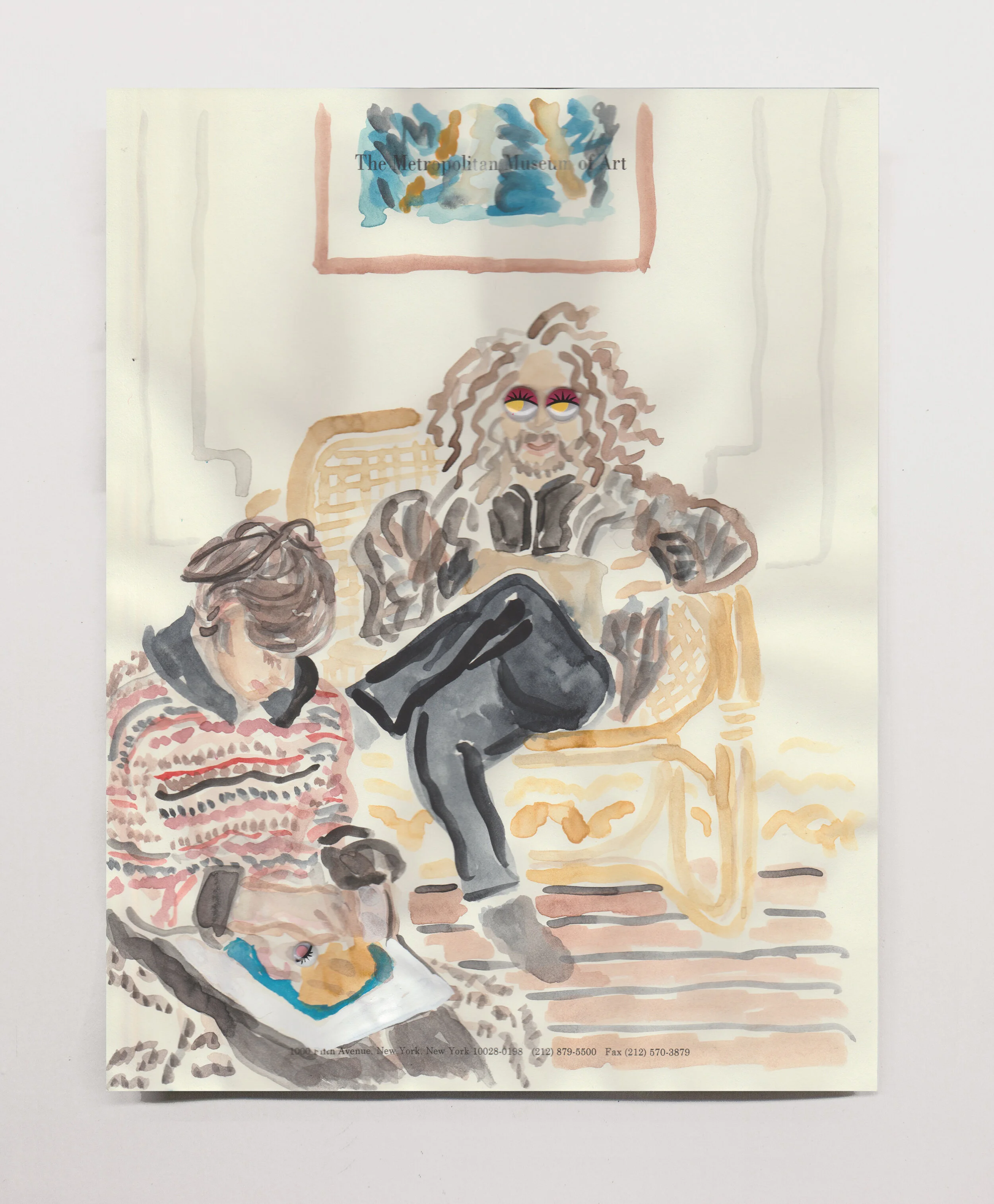   Hannah and Mark  , 2019 watercolor and googlie-eyes on paper, 11 x 8.5”  Private Collection 