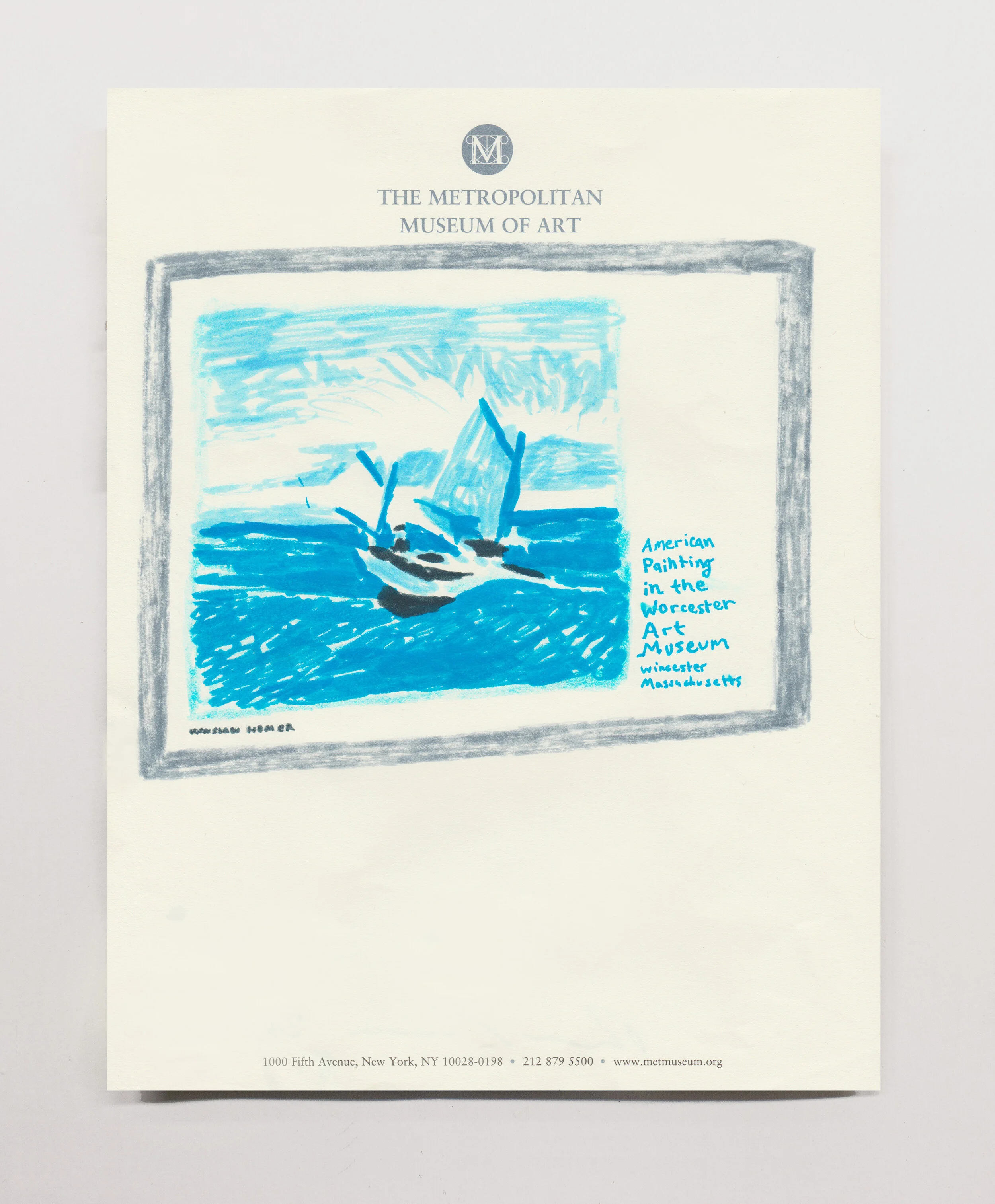   Winslow Homer Poster  (American Painting)  , 2017 marker on paper, 11 x 8.5” 