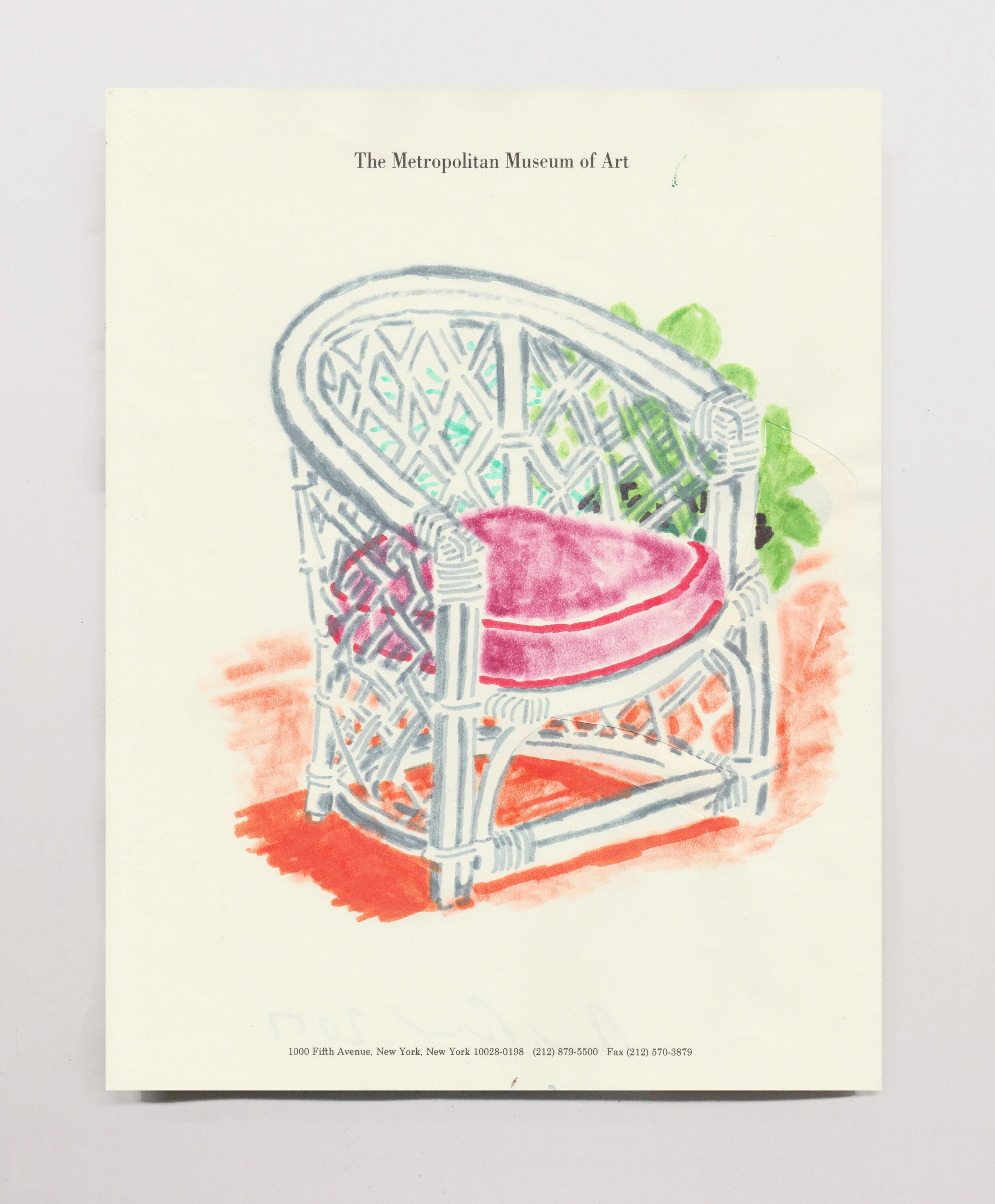   Amagnasett Chair  , 2017 marker on paper, 11 x 8.5” 