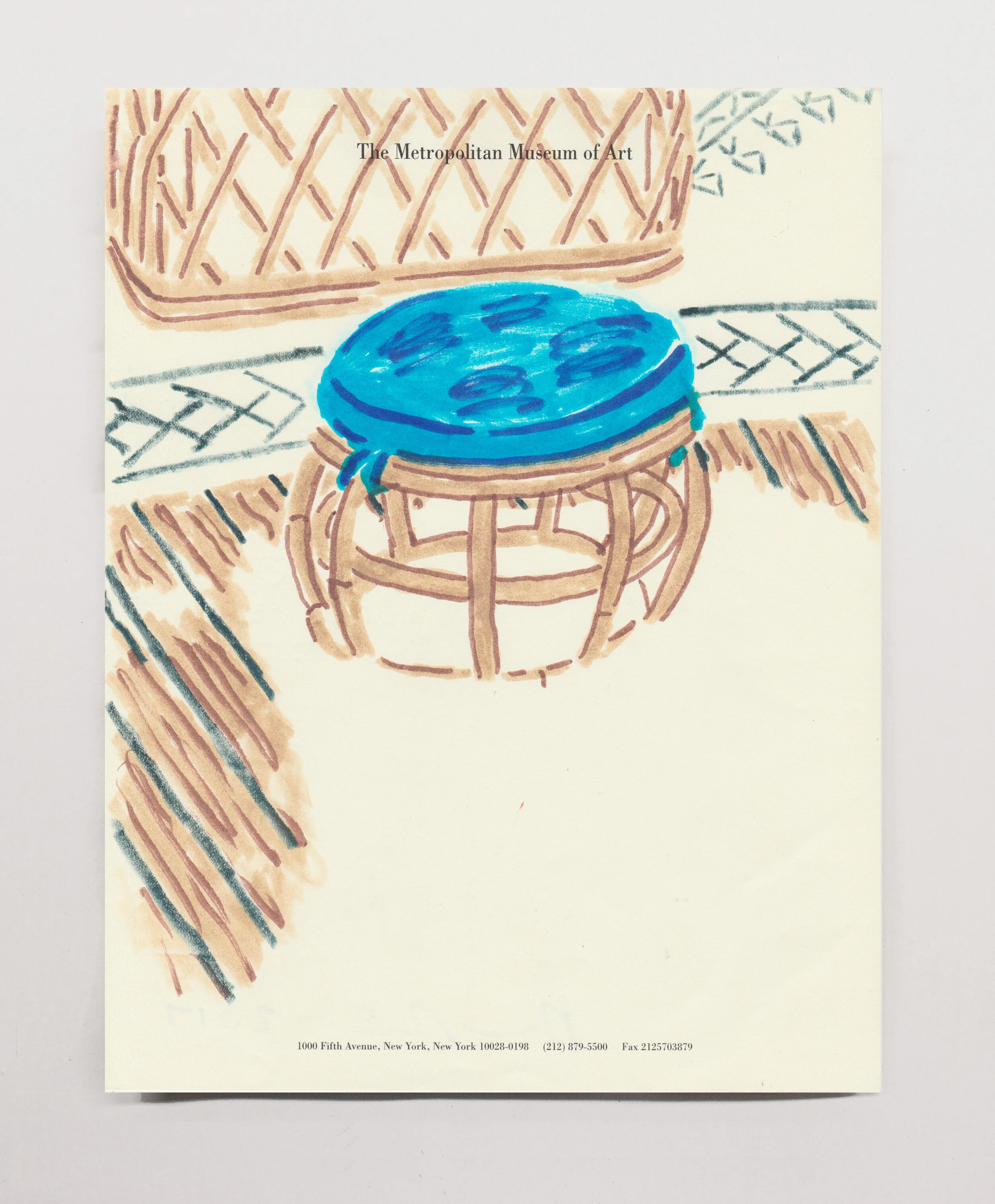   Stool  , 2017 marker on paper, 11 x 8.5” 