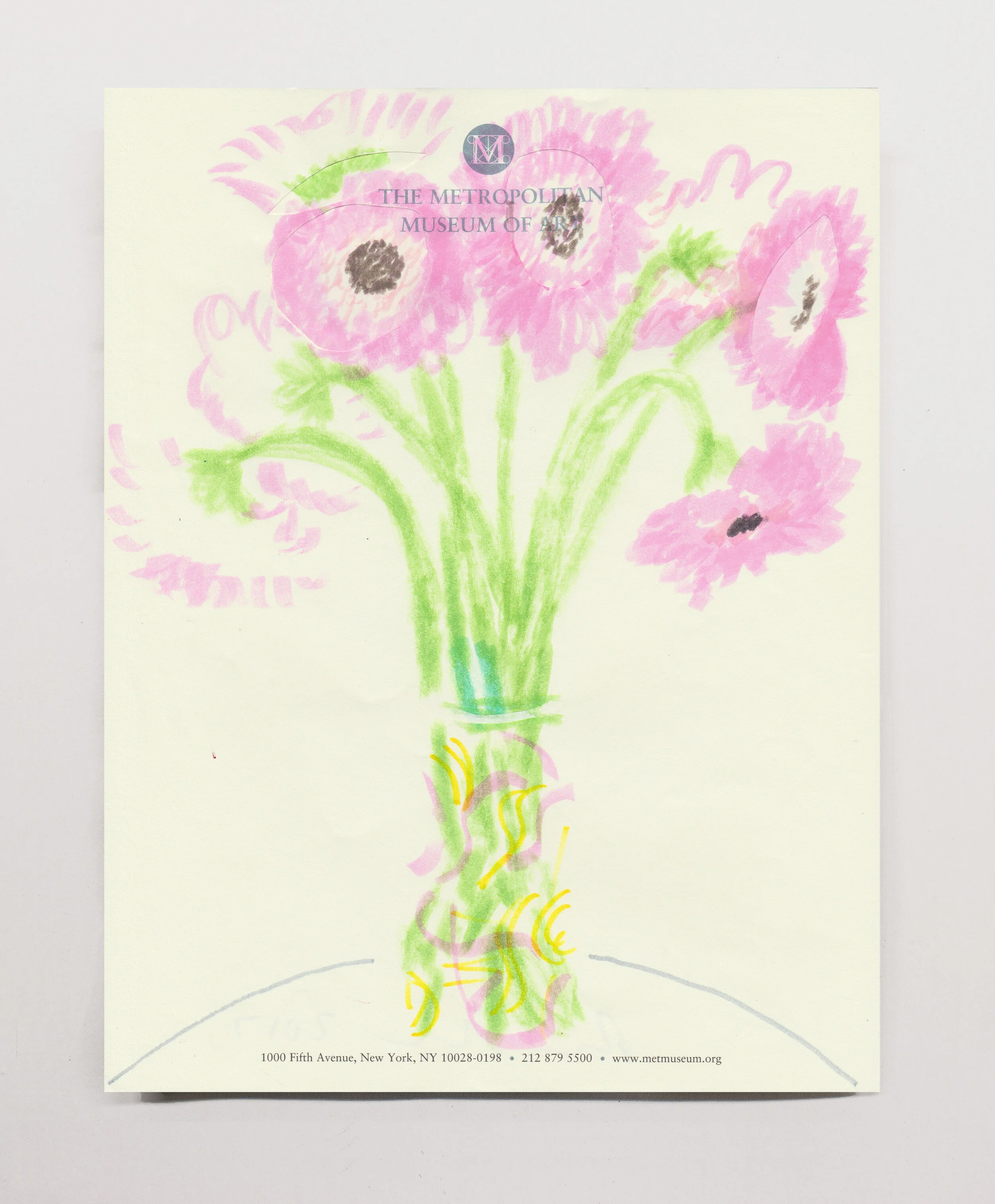   Pink Flowers II  , 2017 marker on paper, 11 x 8.5”  Private Collection 