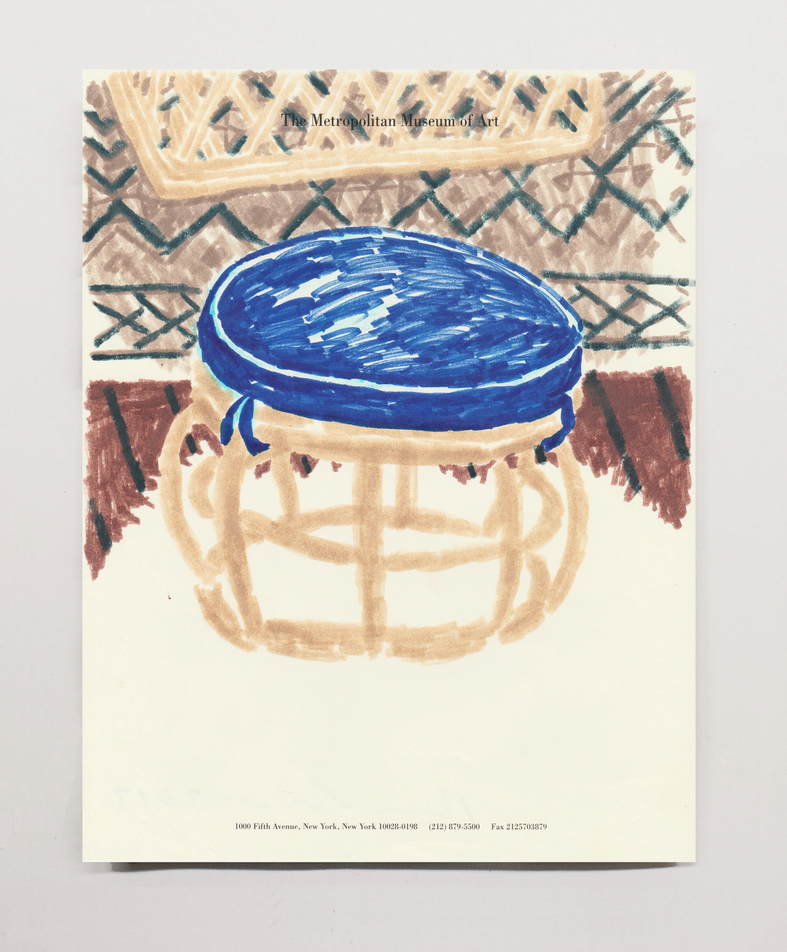   Stool  w/ Rug  , 2017 marker on paper, 11 x 8.5” 