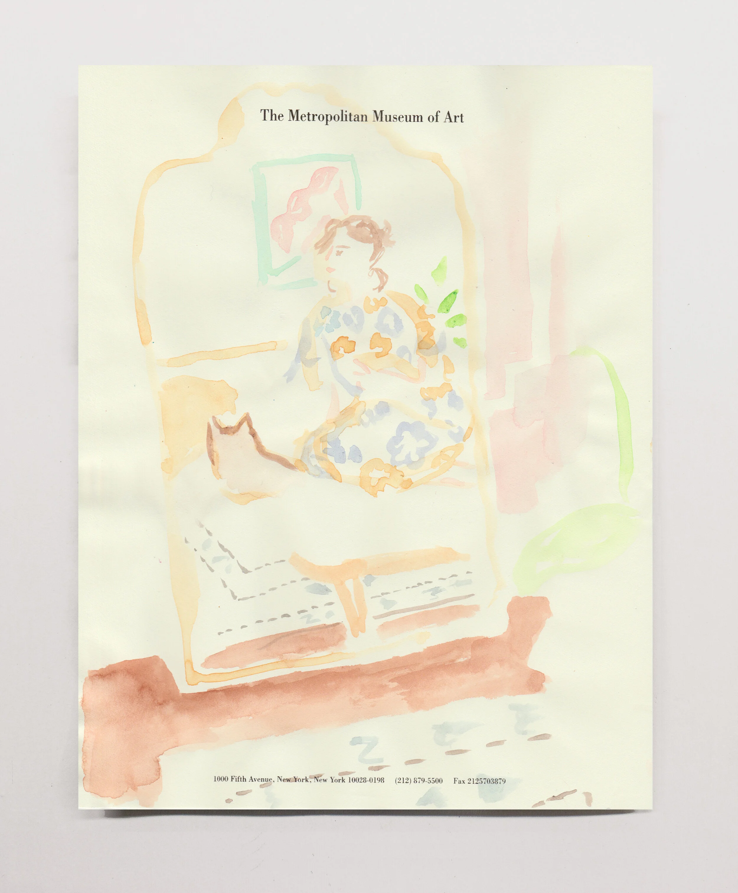   Mallory (Bedroom Mirror)  , 2020 Watercolor on paper, 11 x 8.5” 