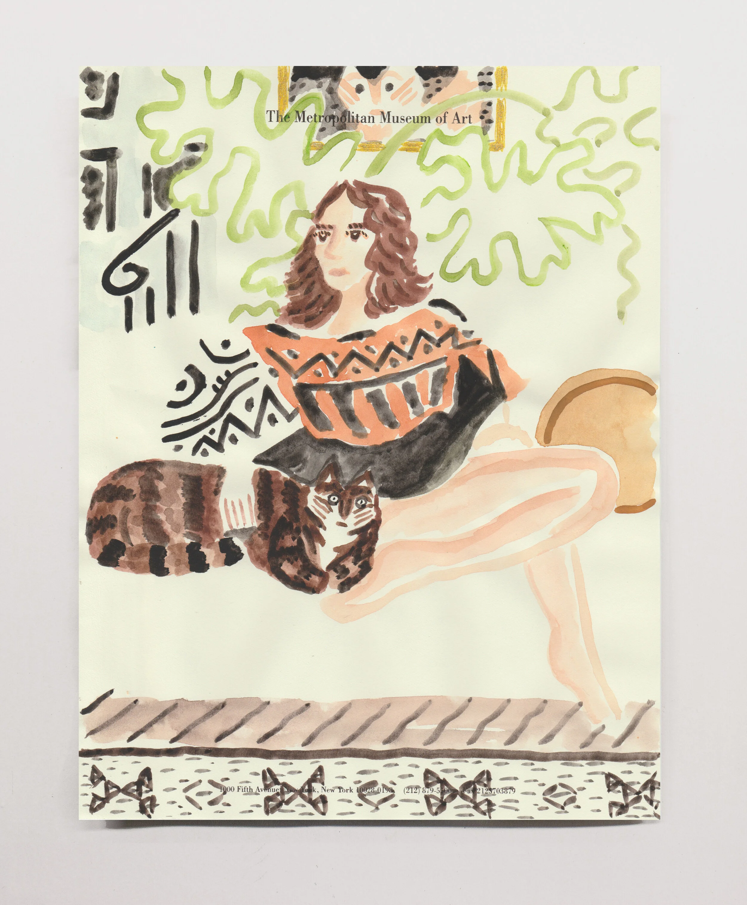   Mallory (Greek Vase, Michael)  , 2020 Watercolor and pen on paper, 11 x 8.5” 