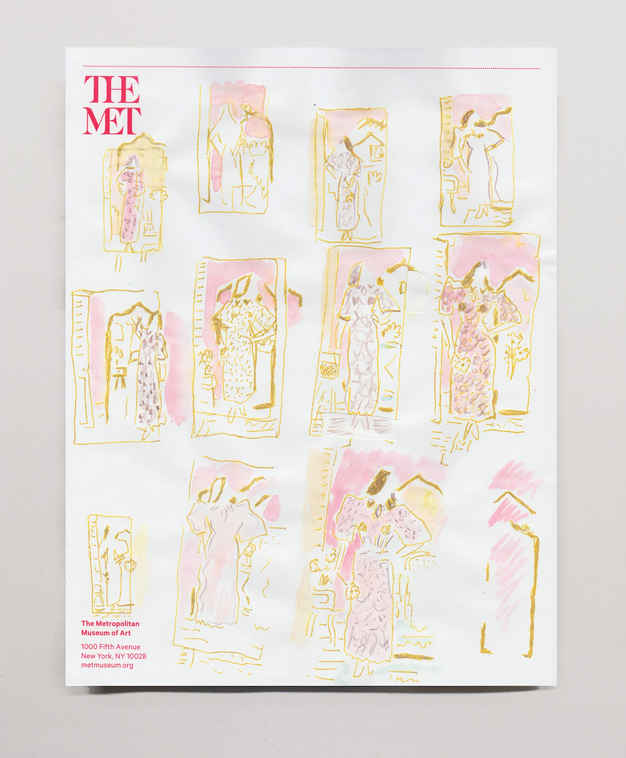   Studies for The Mirror  , 2020 Watercolor and pen on paper, 11 x 8.5”  Private Collection 