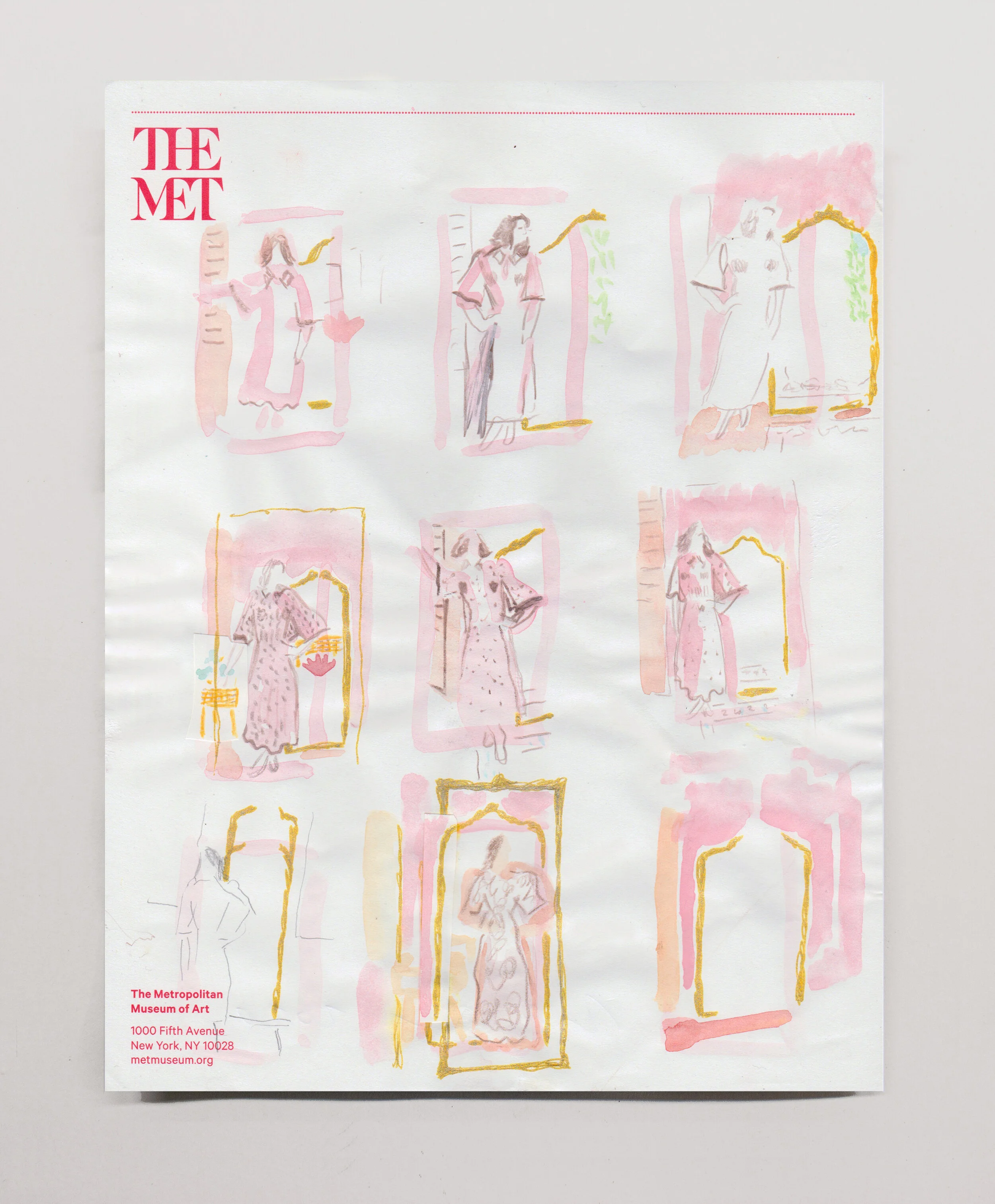   Studies for The Mirror  , 2020 Watercolor and pen on paper, 11 x 8.5”  Private Collection 