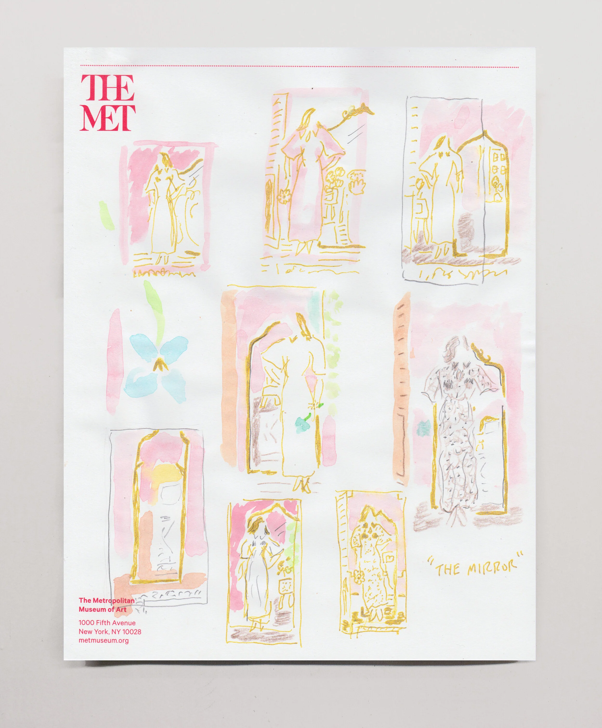   Studies for The Mirror  , 2020 Watercolor and pen on paper, 11 x 8.5”  Private Collection 