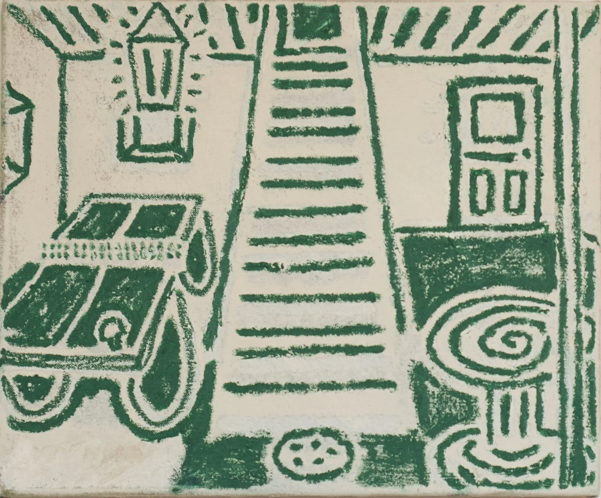  Basement , 2024 Oil and oil pastel on canvas, 14 × 17” 