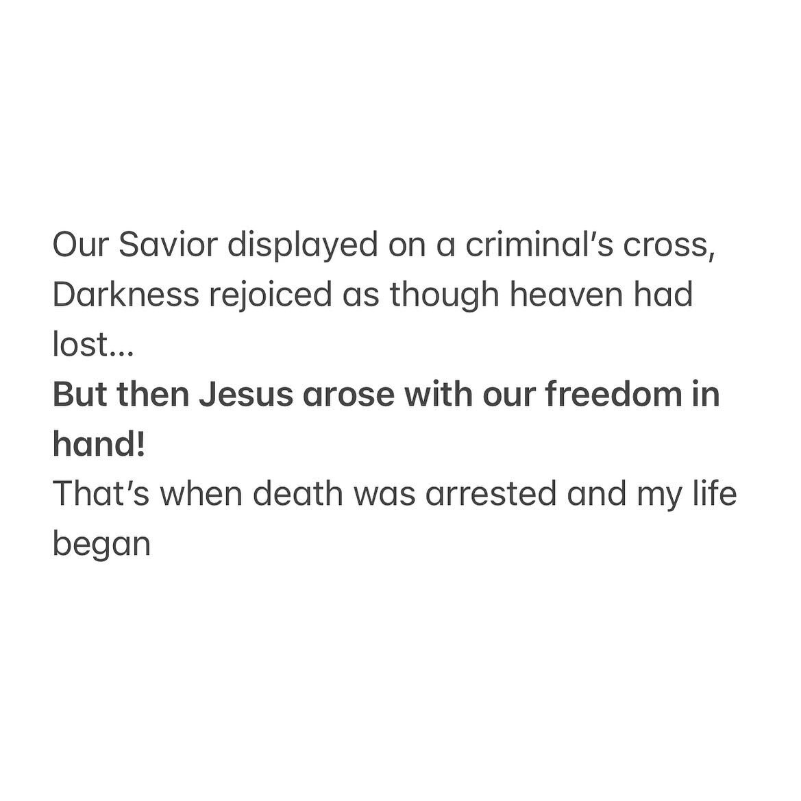 It&rsquo;s not just that He died for us. He resurrected. He came back to life so that we could have life in Him. Forgiven and made new. That&rsquo;s the Good News!

Happy Easter, friends. He is risen 🙌🏼