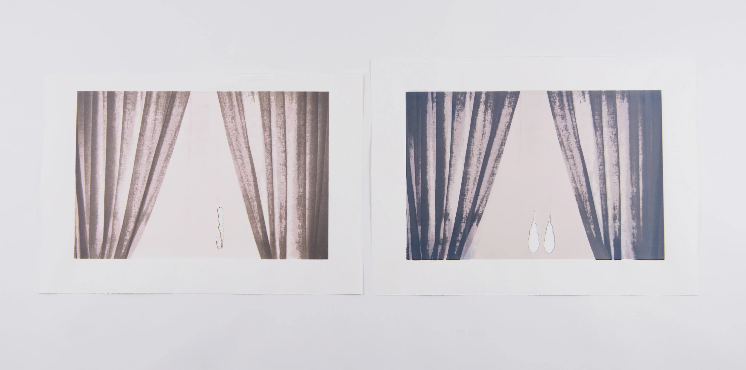Stjele stjerner I & II, silketrykk og laserkutt, 76x56 cm