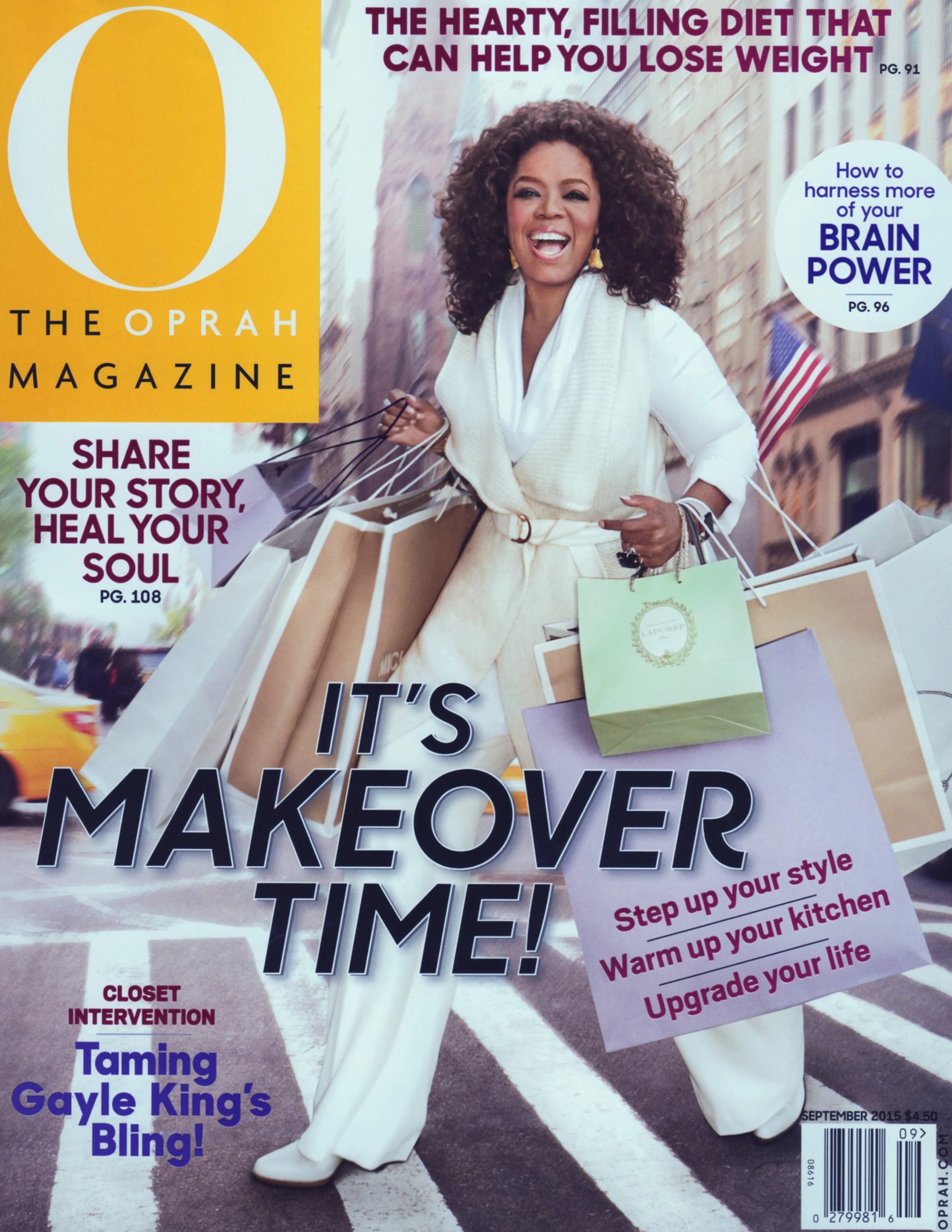 The Oprah Magazine "August in Rome" earrings on the front cover.