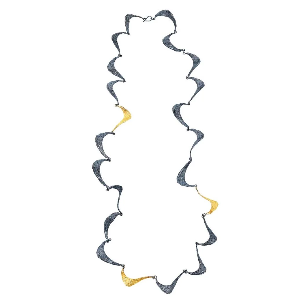 ED94N That Place in Between necklace. Blackened sterling silver, 18k yellow gold.