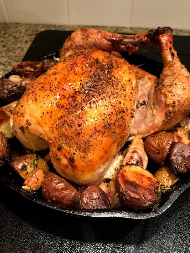Perfectly roasted chicken in 45 minutes.