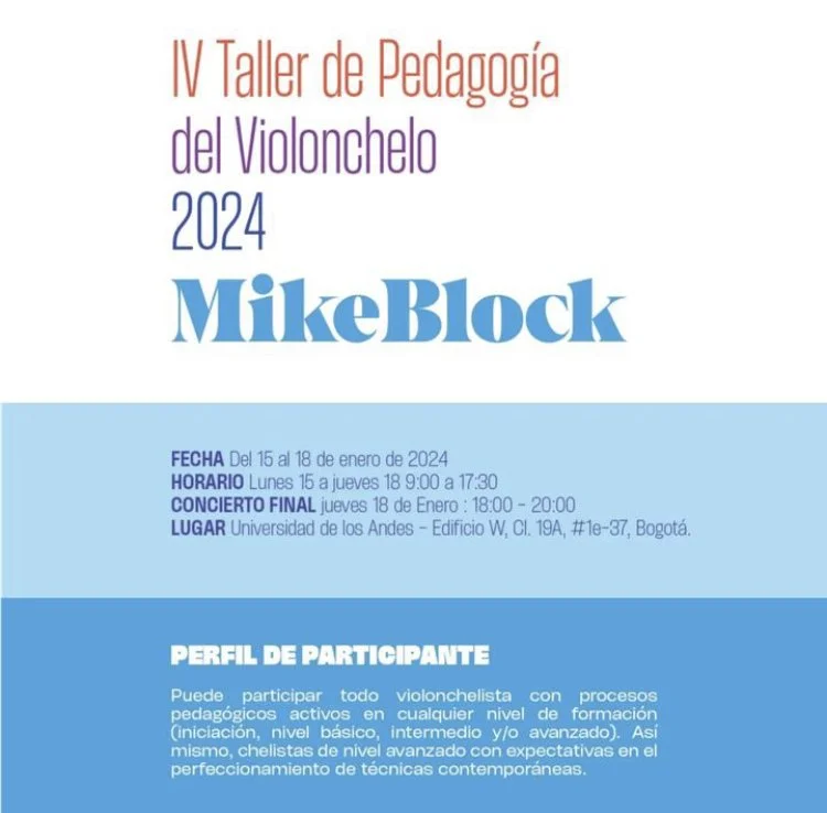 Mike Block to lead pedagogy workshop at the Gran Encuentro de Chelistas in Colombia