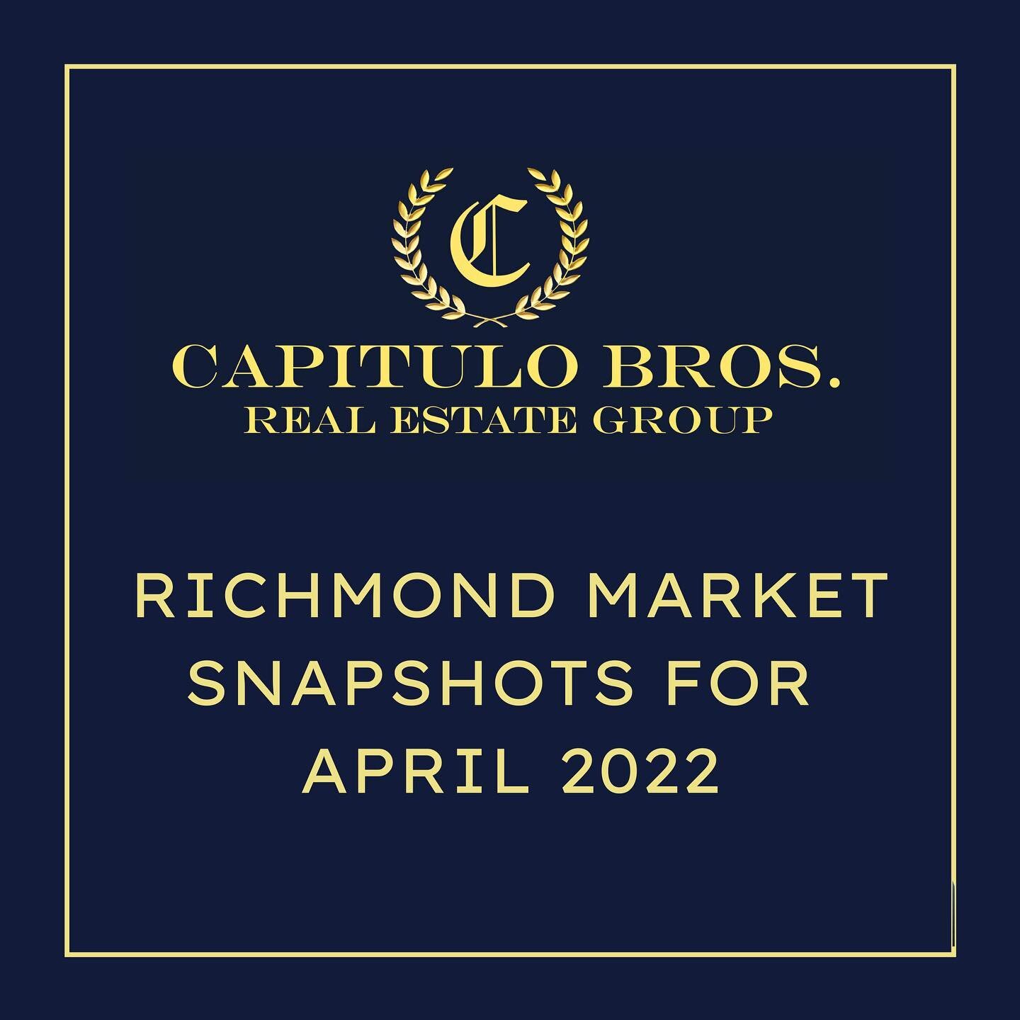 Richmond Statistics and Market Performance: April 2022

The month of April 2022 saw similar levels of properties sold for Detached Homes in March. However, Apartments and Townhomes saw a HUGE increase in properties SOLD with a 29% and 61% increase, r