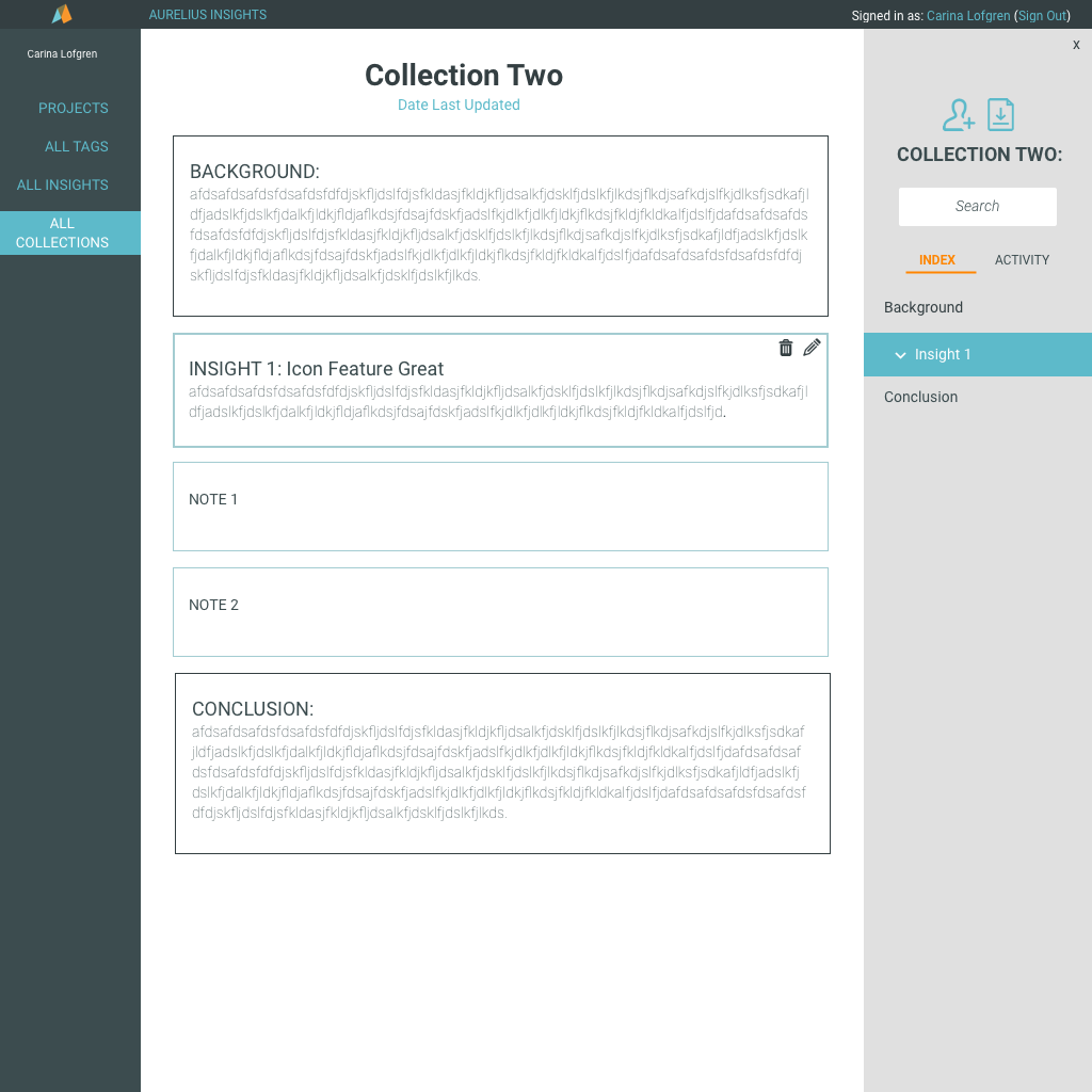 The index feature gives users a high level overview of the document and helps with navigation.