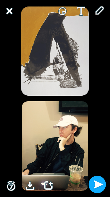  design for a Snapchat filter called NewView that would compare an image the user takes to an artwork. The idea was pitched to a panel of art entrepreneurs during Stanford's 2017 Art Hackathon and won first place. The idea was created with a team of 