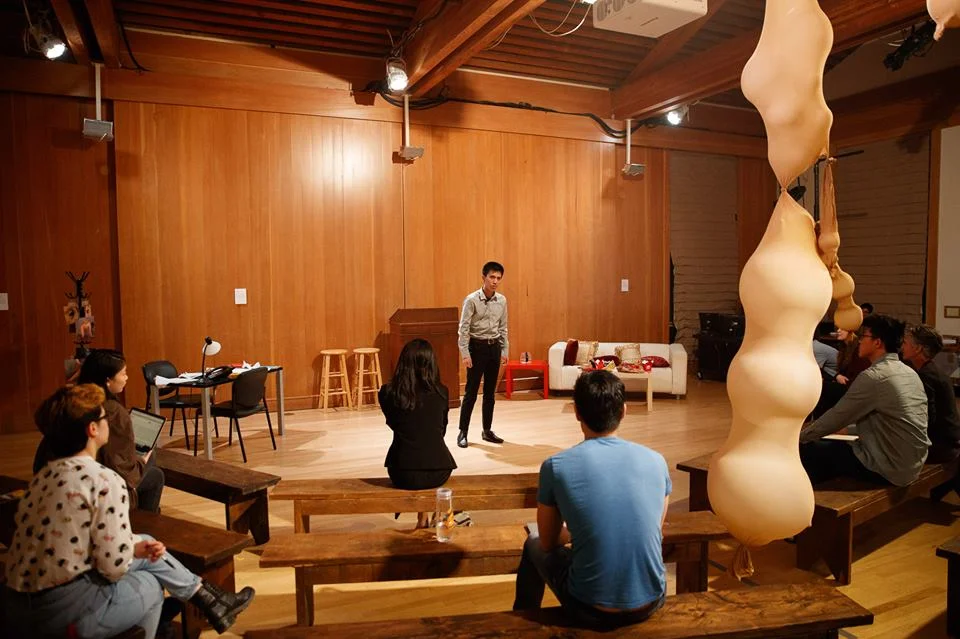  Shots from the play’s rehearsal. Photos by Frank Chen. 