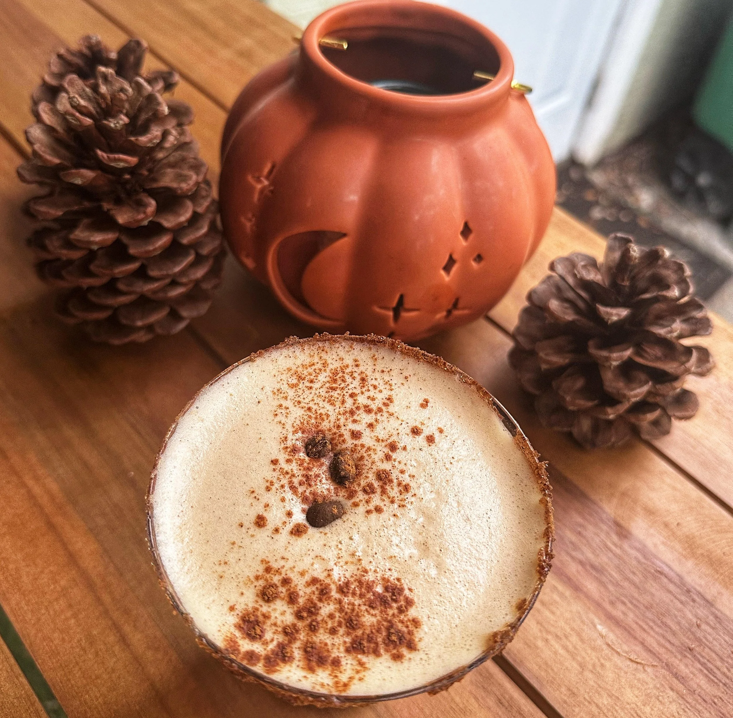 Pumpkin Spice Espresso Martini, Brown Sugar Cinnamon Rim, Fall Cocktail