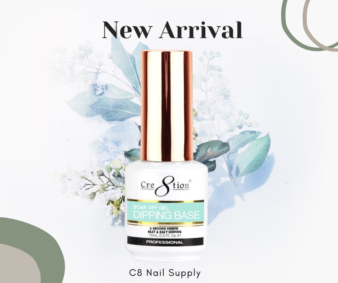 ---𝐍𝐞𝐰 𝐀𝐫𝐫𝐢𝐯𝐚𝐥---
Perfect for creating beautiful nails and have a long-lasting finish with Dipping Base Gel from @cre8tionproducts 
Fast and easy to use, and it dries quickly so you can move on to the next step in your nail art design.💅💅
