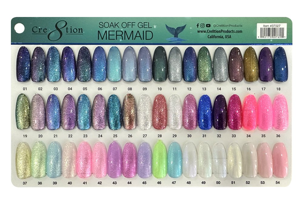 Cre8tion Mermaid Gel Polish, 0.5oz, Color Chart, 54 Colors, 37027 Cre8tion Mermaid Gel Polish, 0.5oz, Color Chart, 54 Colors, 37027