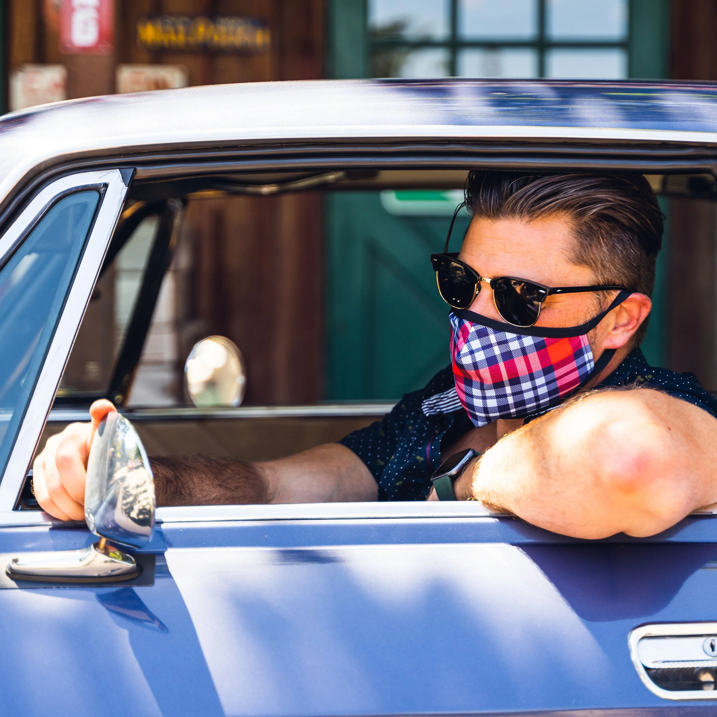 Martini Plaid Mask