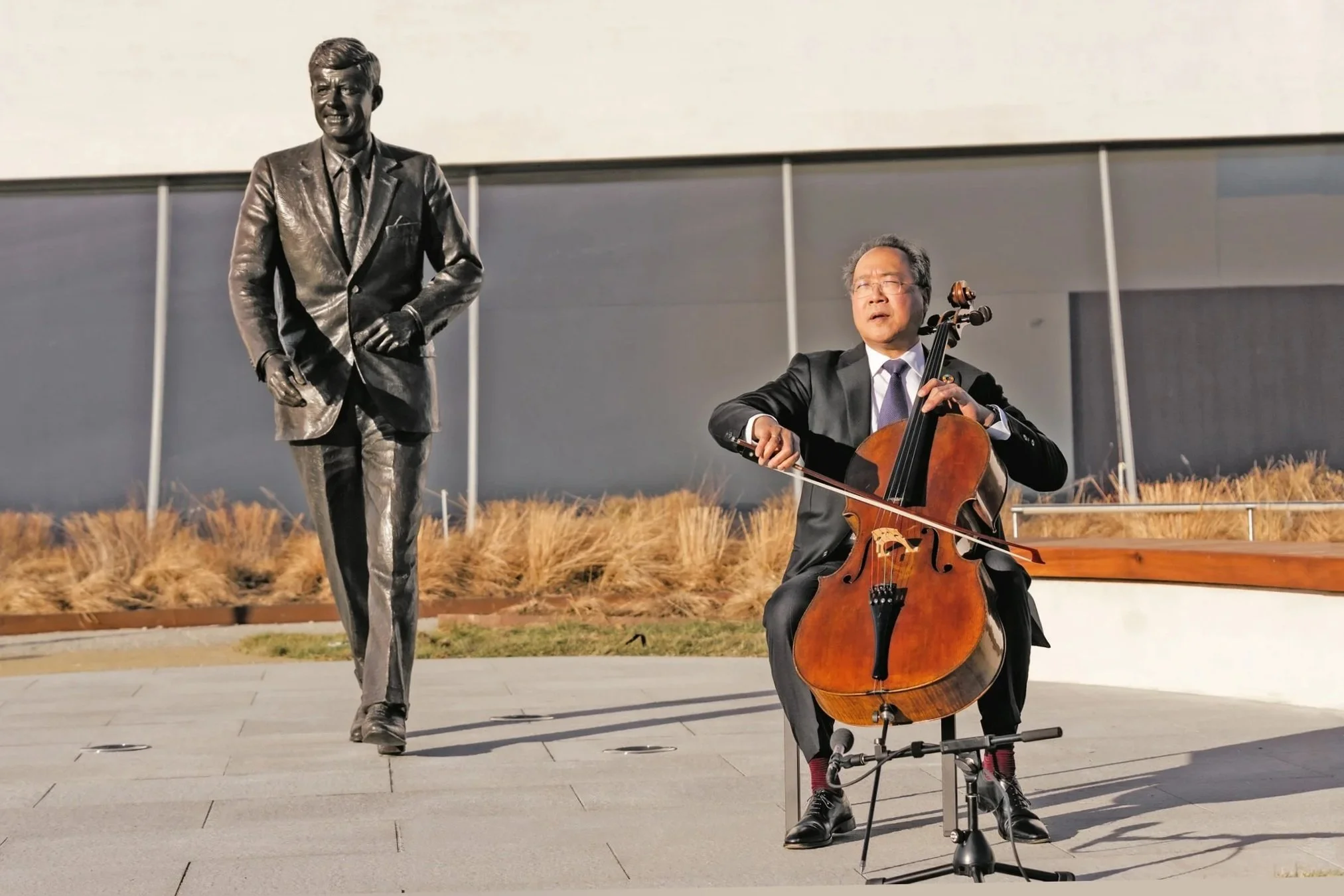 Yo-Yo Ma Performs at the Dedication of the John F. Kennedy Sculpture - Washington, D.C.