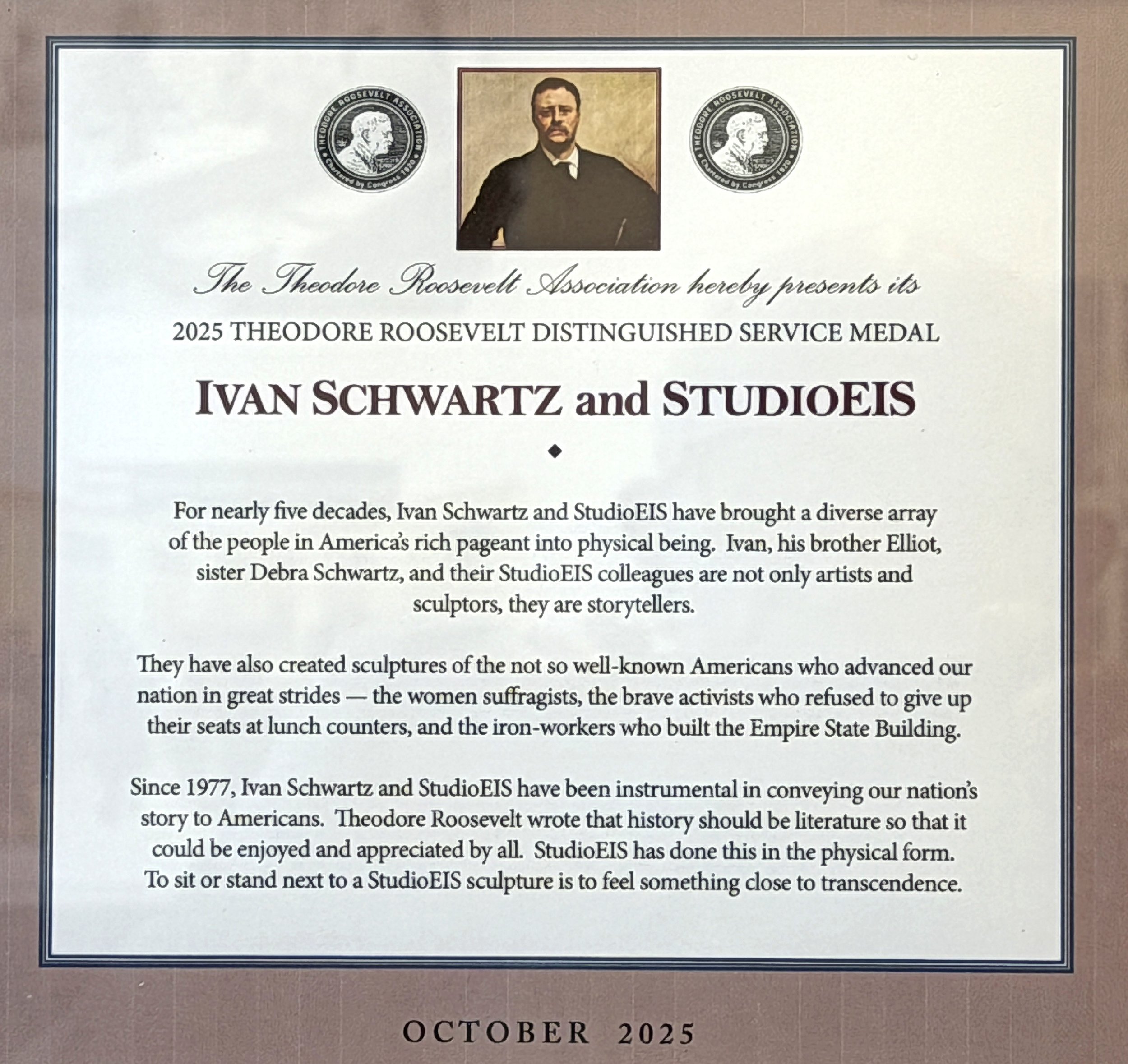 2025 Theodore Roosevelt Distinguished Service Medal