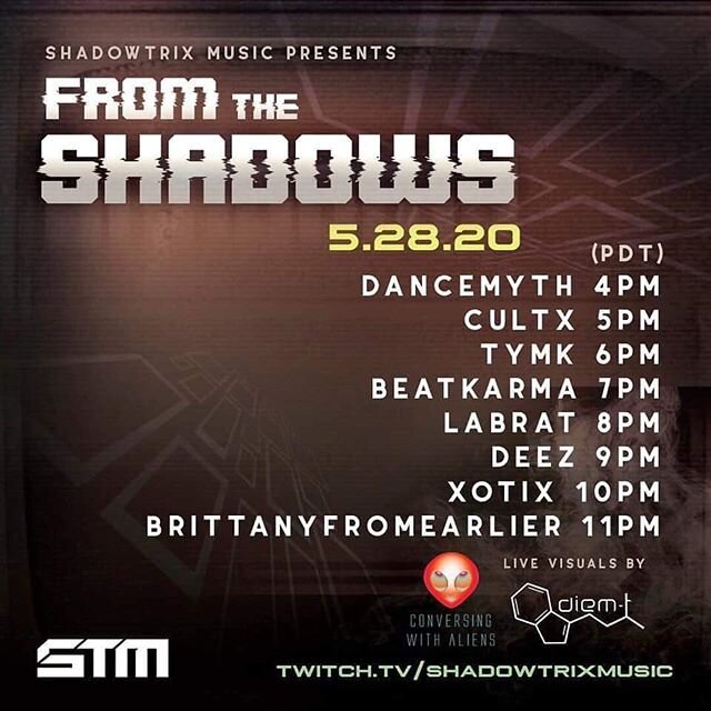 We going hard this Thursday!! Shout out @shadowtrixmusic for hosting. Plenty unreleased incoming, let's gooo 📡📺