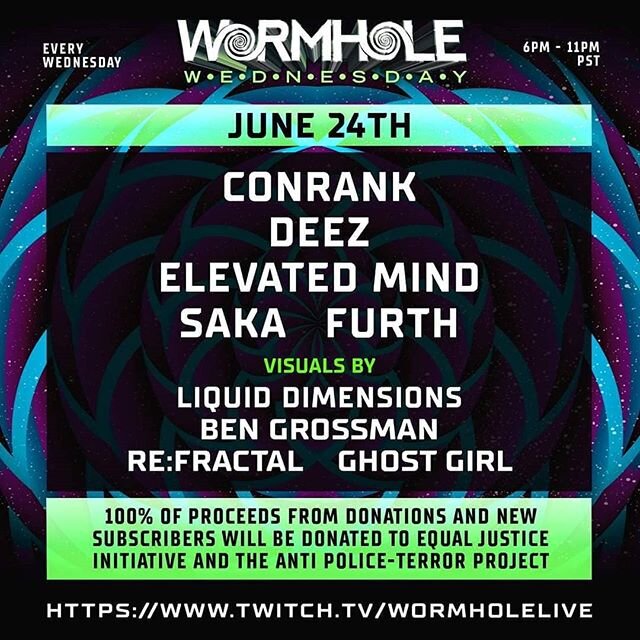 I'll be going live for a Wormhole fundraiser stream this Wednesday with a stacked lineup! We will be  generating funds for Equal Justice Initiative and Anti Police-Terror Project. This will be a great opportunity to show your support for these organi