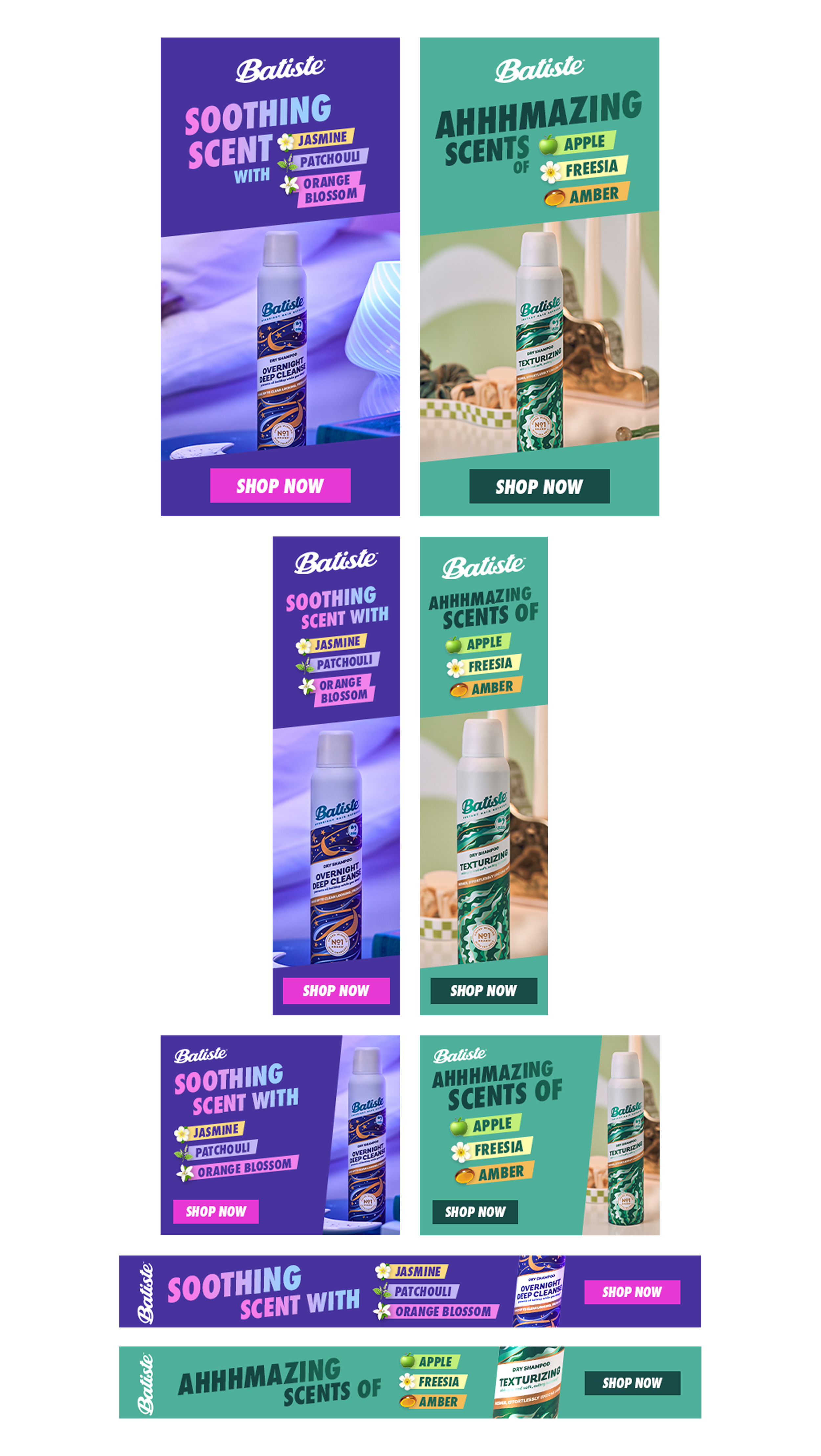 Overnight and Texturizing display ads.