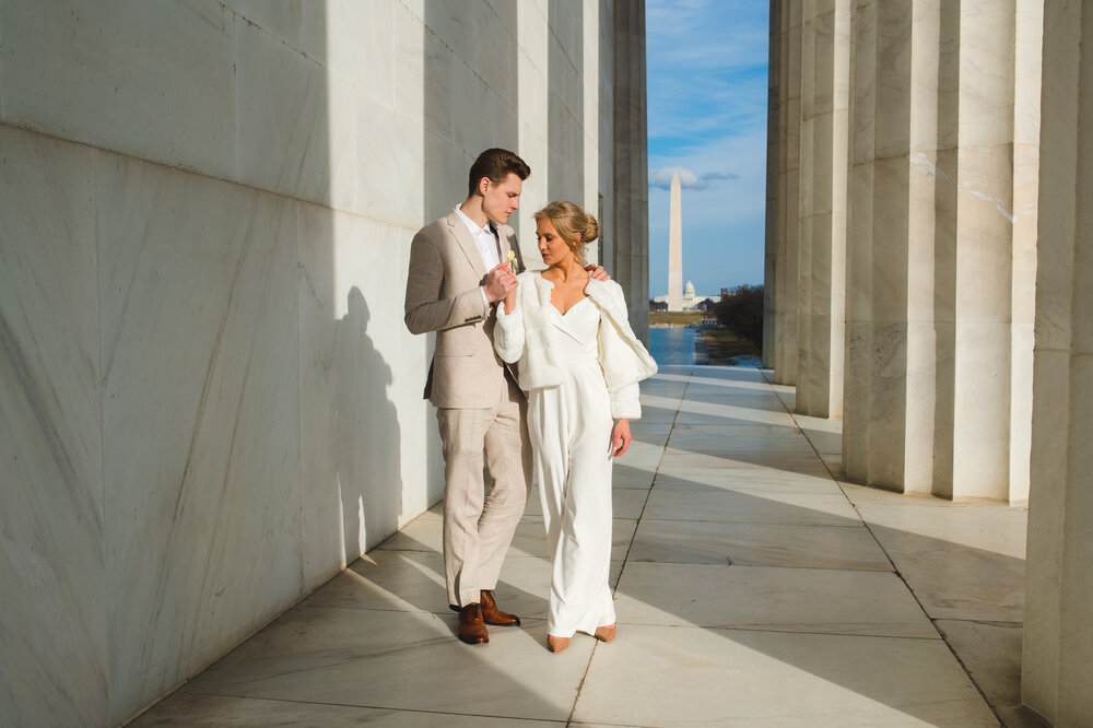 Lincoln-Memorial-bride-groom-portraits-elegant-luxury-wedding-elopement-by-Gabriele-Stonyte-Photography