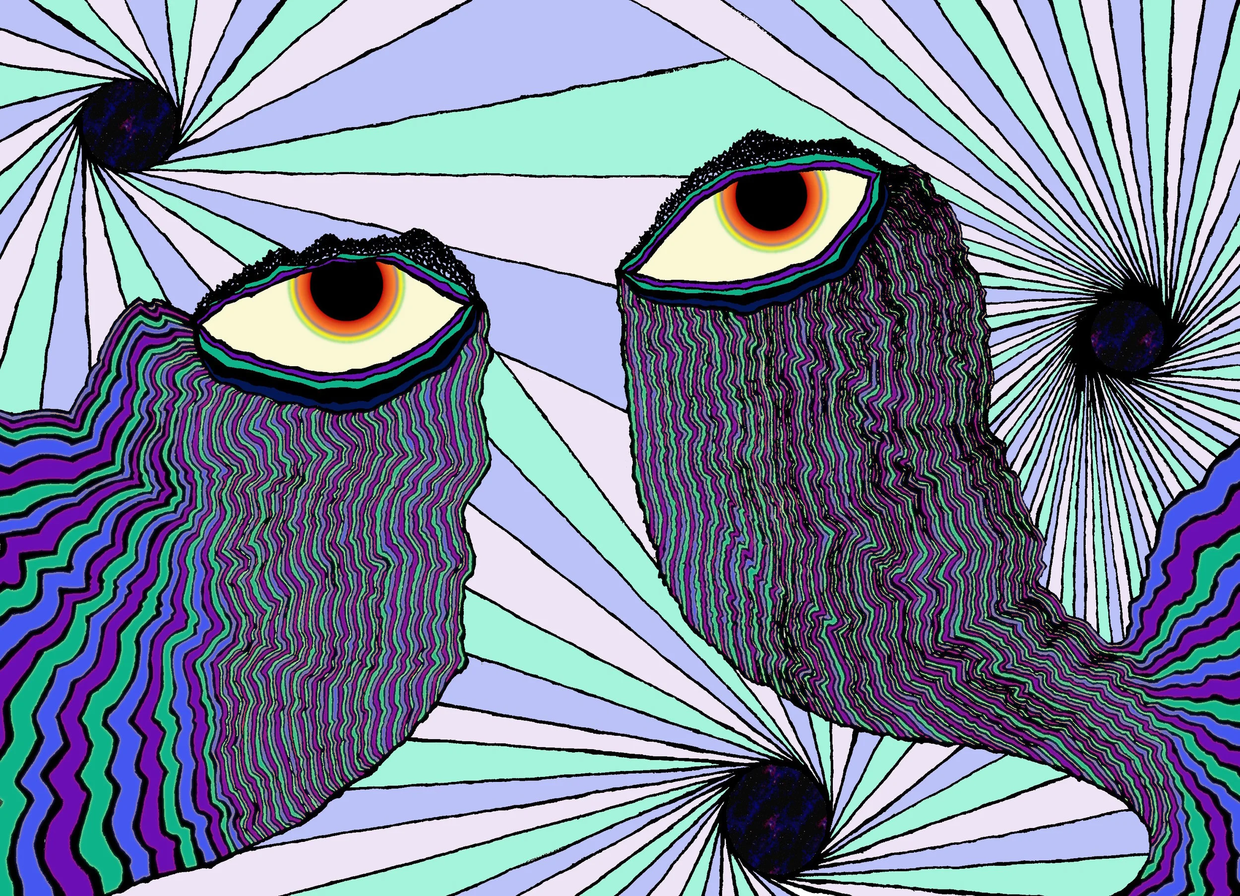 The Clock Reads "Eyes Poster": Ink Drawing