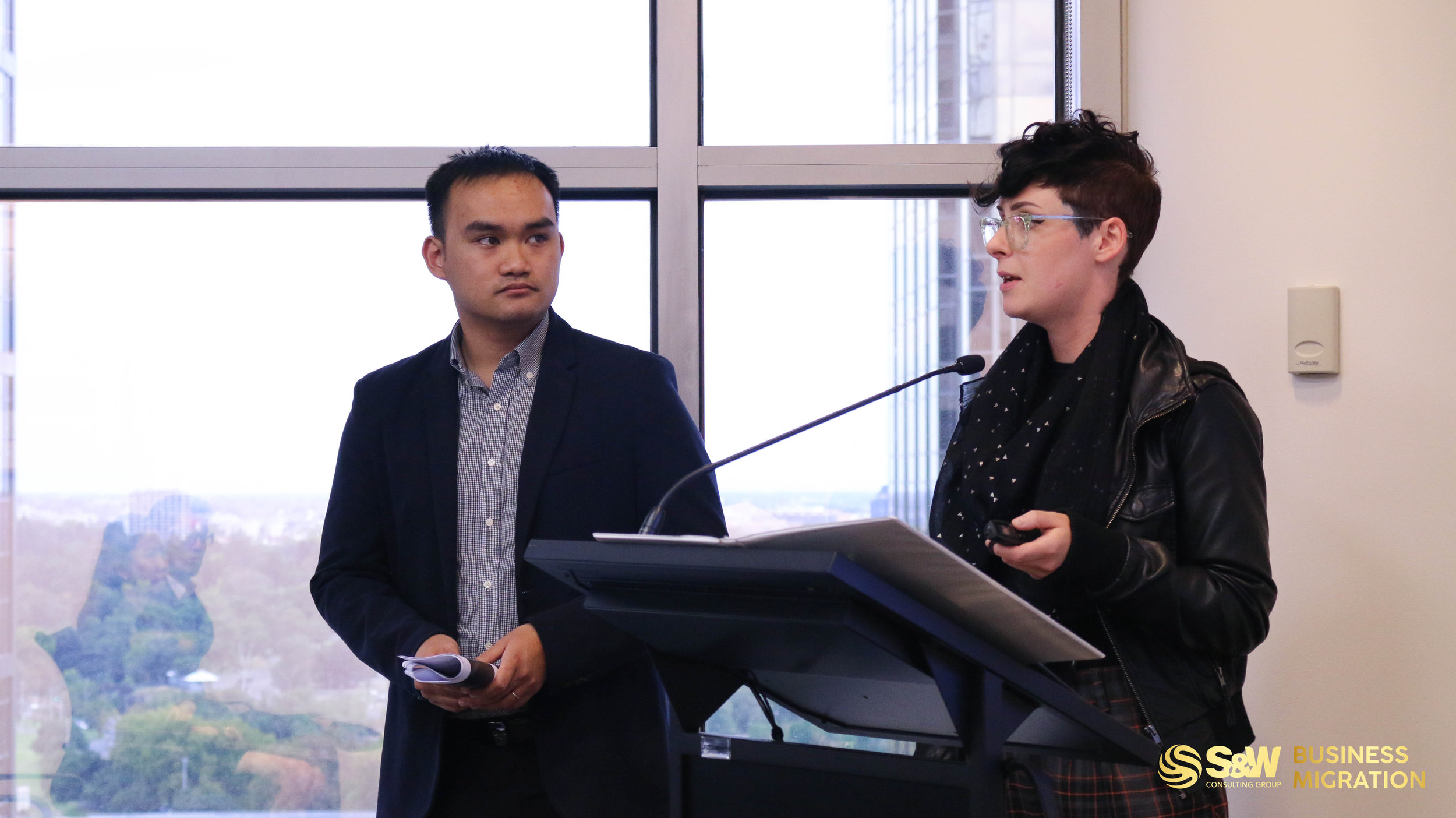 Brittany WATT (right) Project Support Officer, Skilled and Business Migration Program, Global Victoria & Tho NGUYEN (left) Registered Migration Agent, S&W Consulting Group