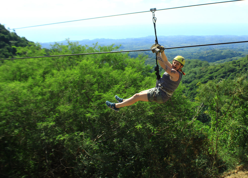 my first zipline ever - my face...! 