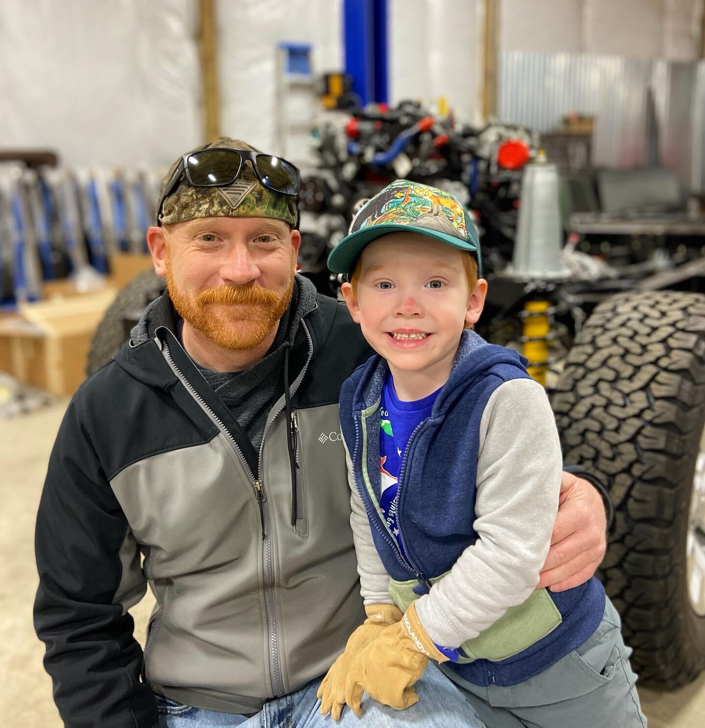 Had some special visitors at the shop this morning.  Darrell and Clovis from @clodadscustom came by to catch up on a project they are working on with us.  Check out their insta they have some cool stuff going on! #friends #landroverdefender #coolkid 