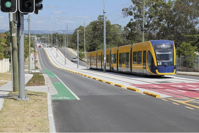 Light rail physically separated from other traffic