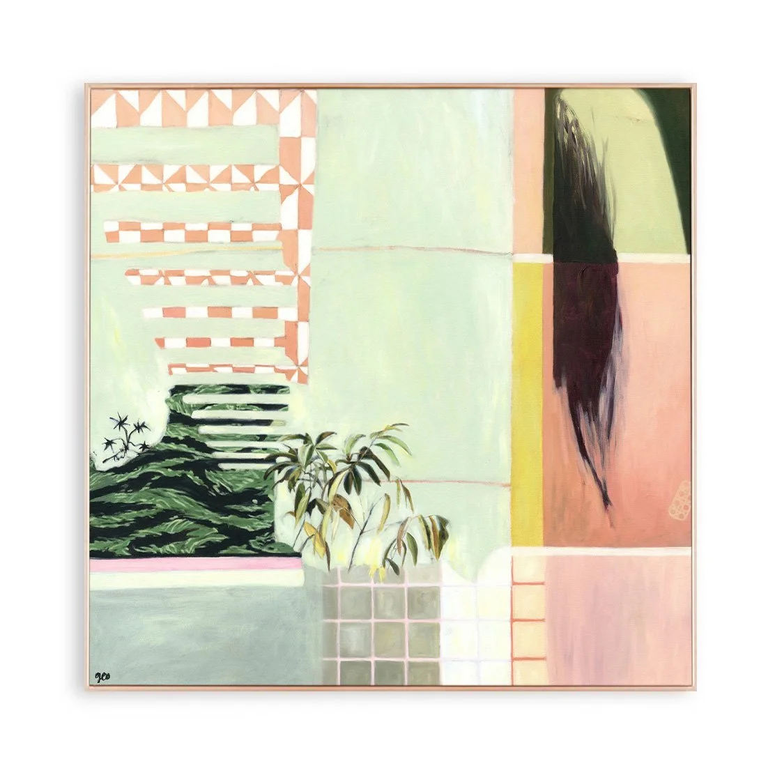 its a jungle under the stairs white background framed art.jpg