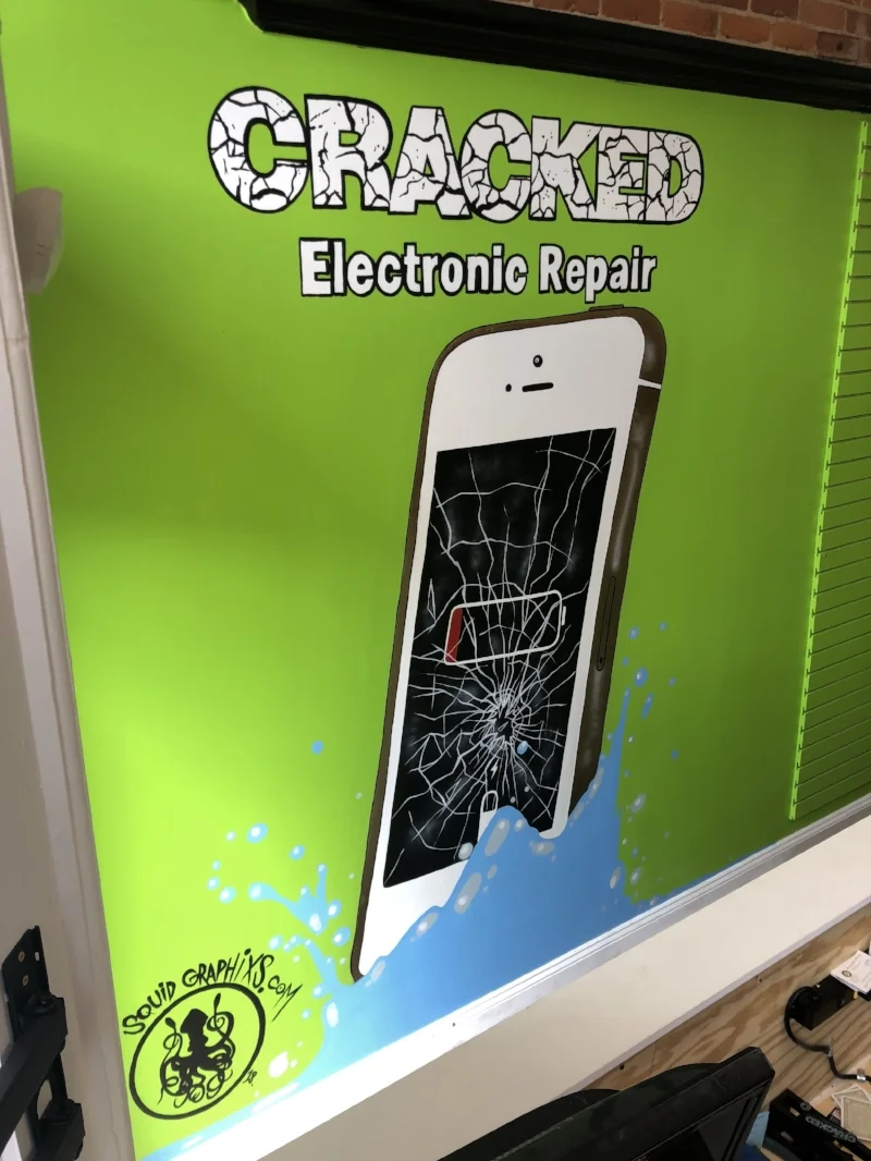 DAMAGED CELL PHONE MURAL FOR @CRACKEDELECTRONICREPAIR MAY 18 2018 12FT X 8FT