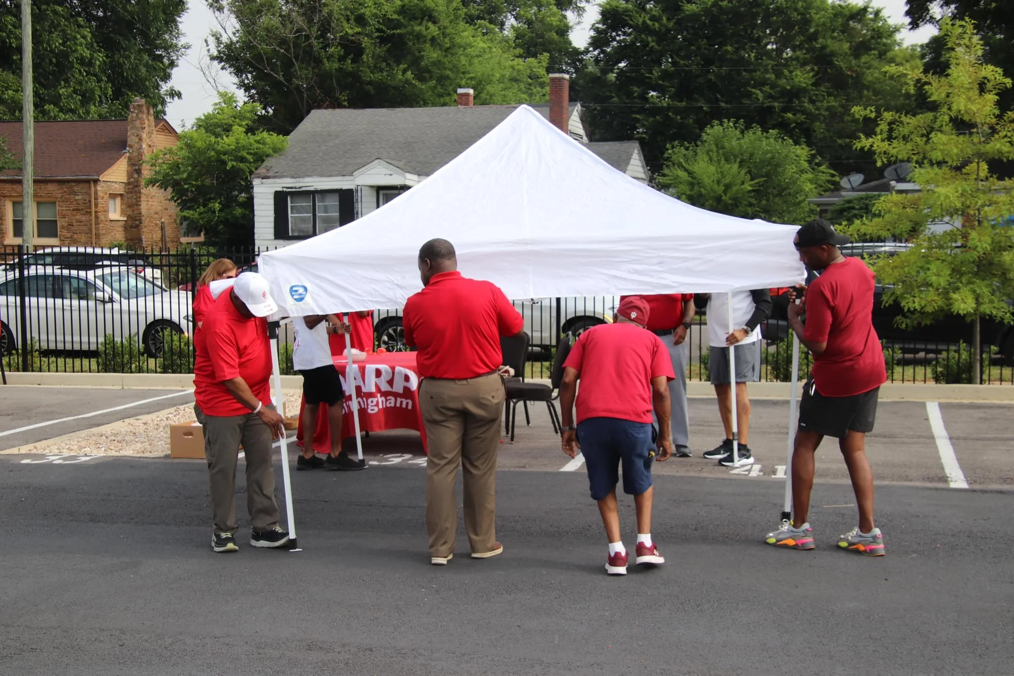 Birmingham Alumni Nupes setup tent during the Omicron Omega chapter of Alpha Kappa Alpha community health fair